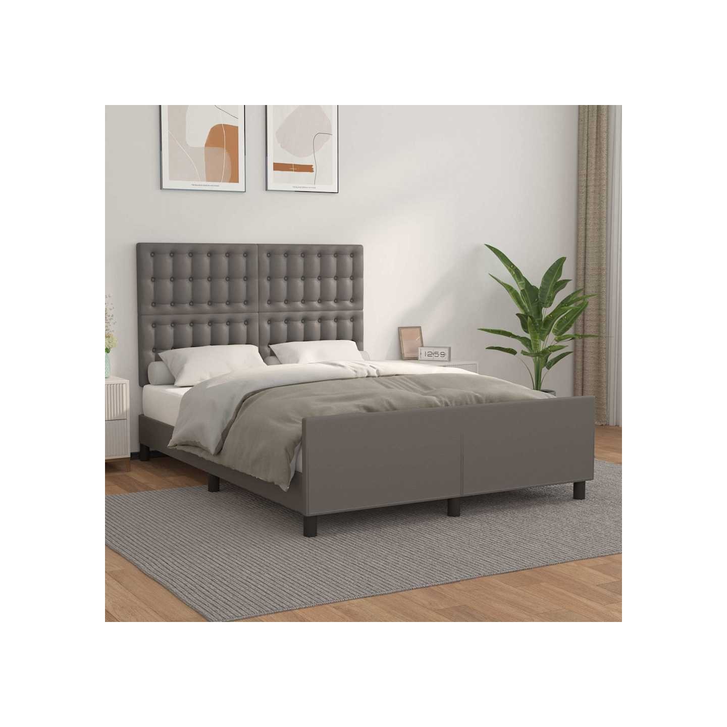 Cadre de lit sans matelas gris 140x200 cm similicuir