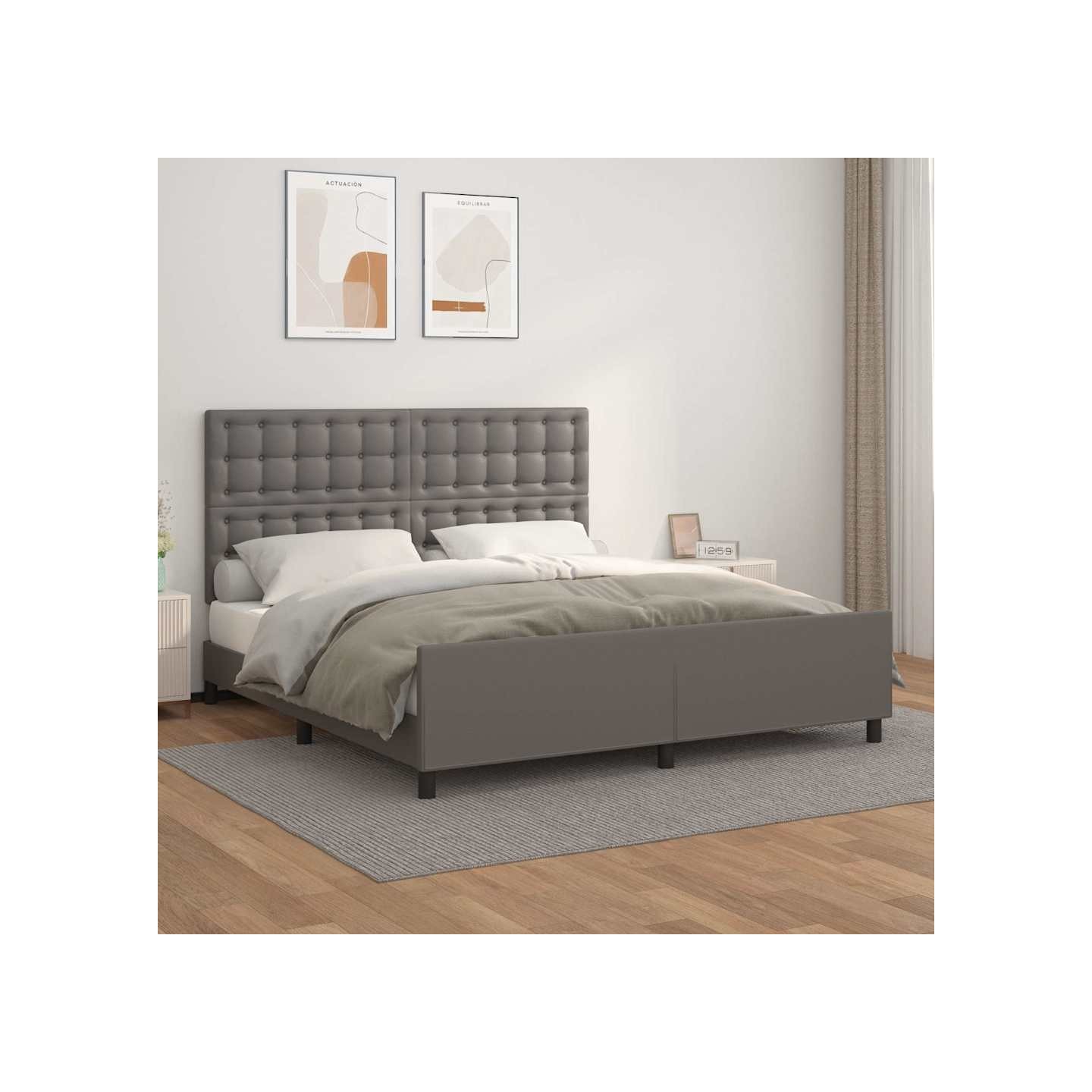 Cadre de lit sans matelas gris 160x200 cm similicuir