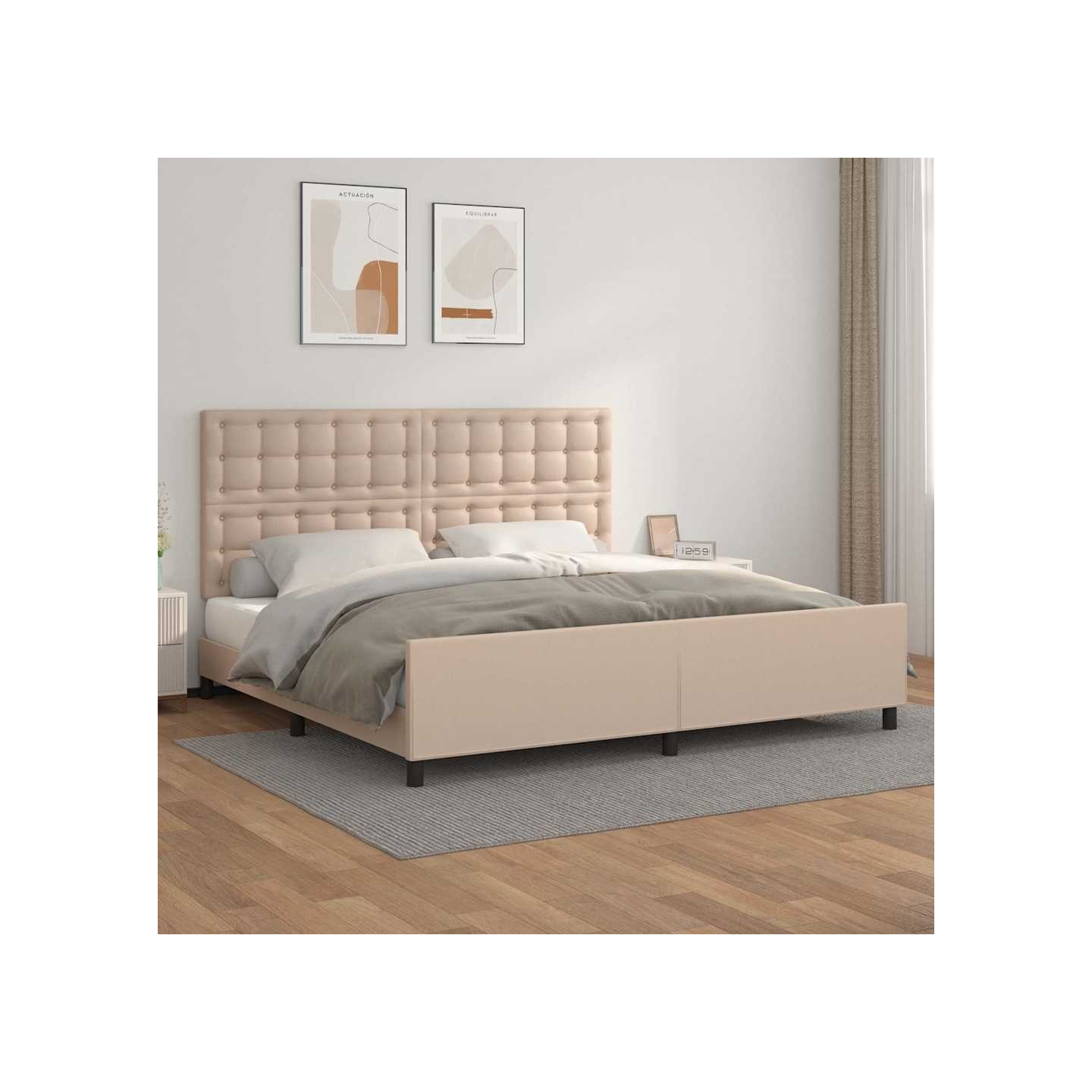 Cadre de lit sans matelas cappuccino 200x200 cm similicuir