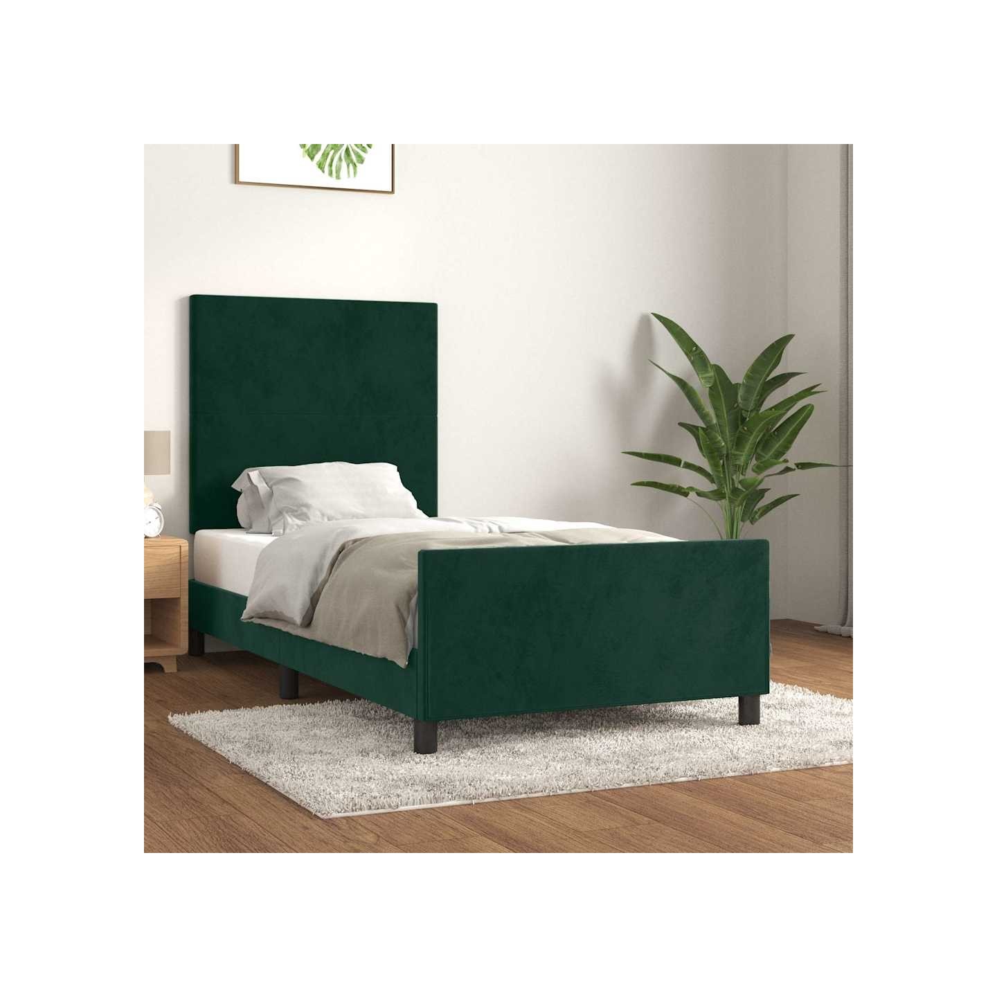 Cadre de lit sans matelas vert foncé 80x200 cm velours