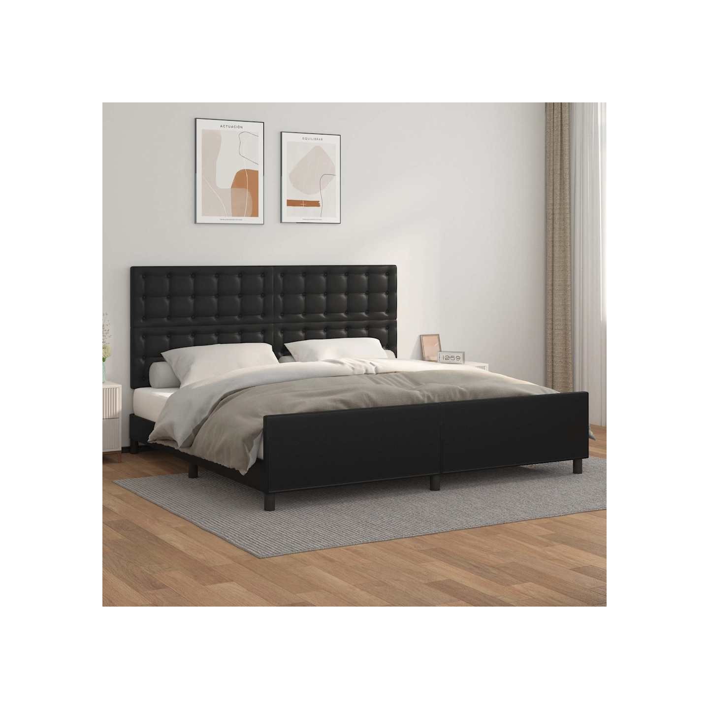 Cadre de lit sans matelas noir 200x200 cm similicuir