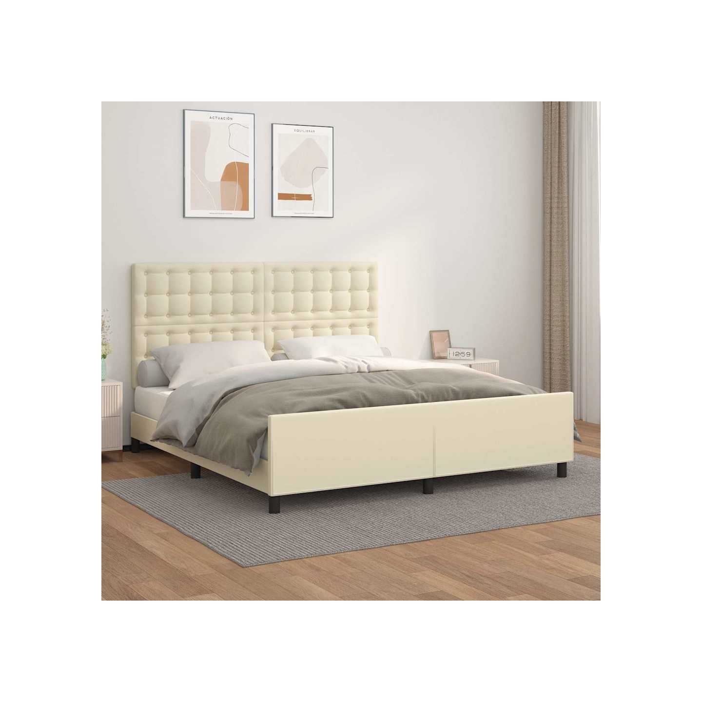 Cadre de lit avec tête de lit Crème 180x200 cm Similicuir
