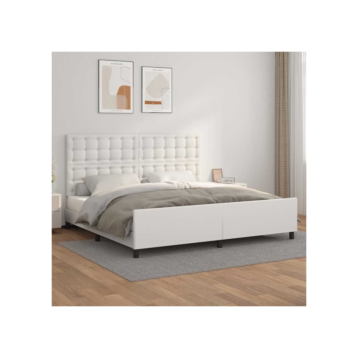 Cadre de lit sans matelas blanc 200x200 cm similicuir