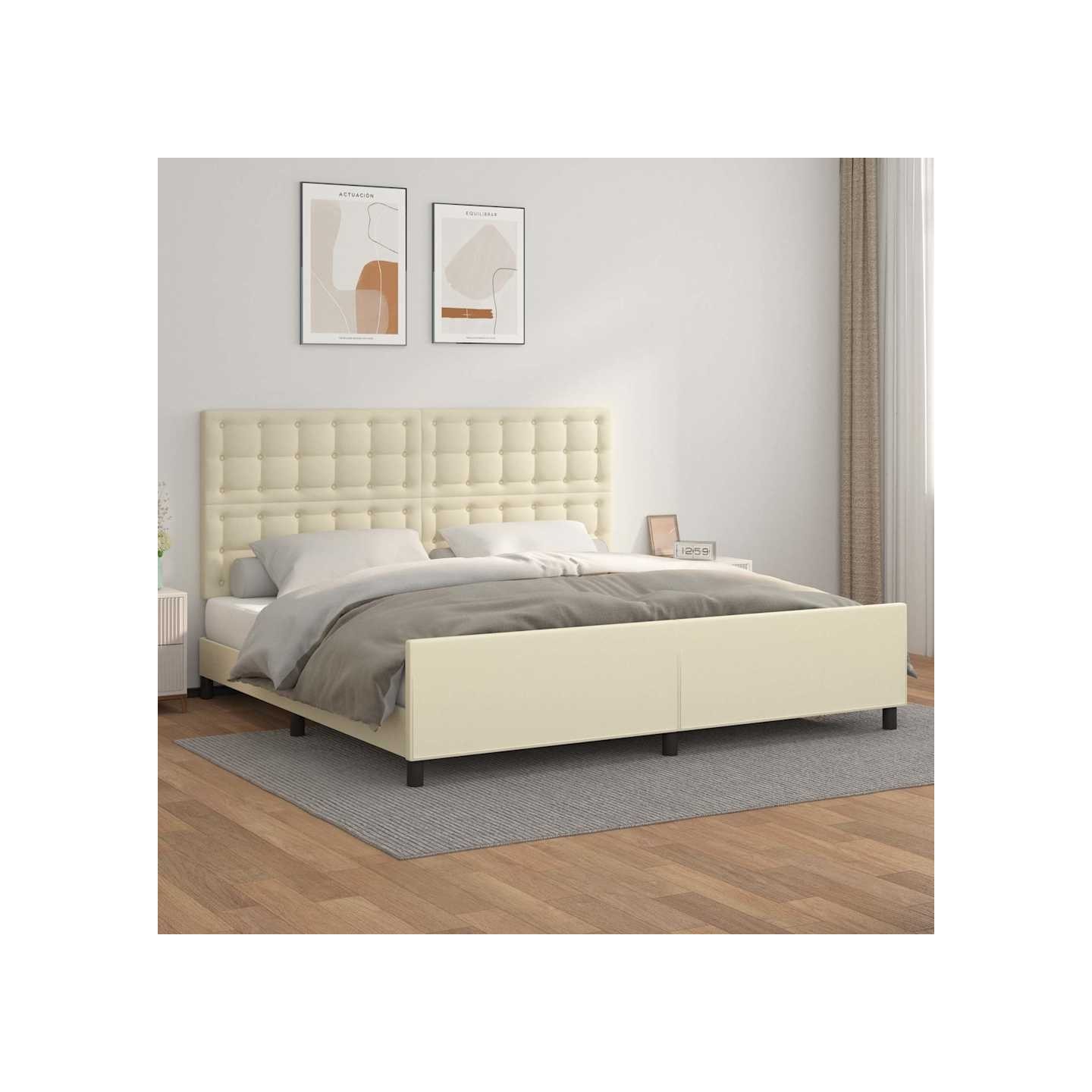 Cadre de lit sans matelas crème 200x200 cm similicuir