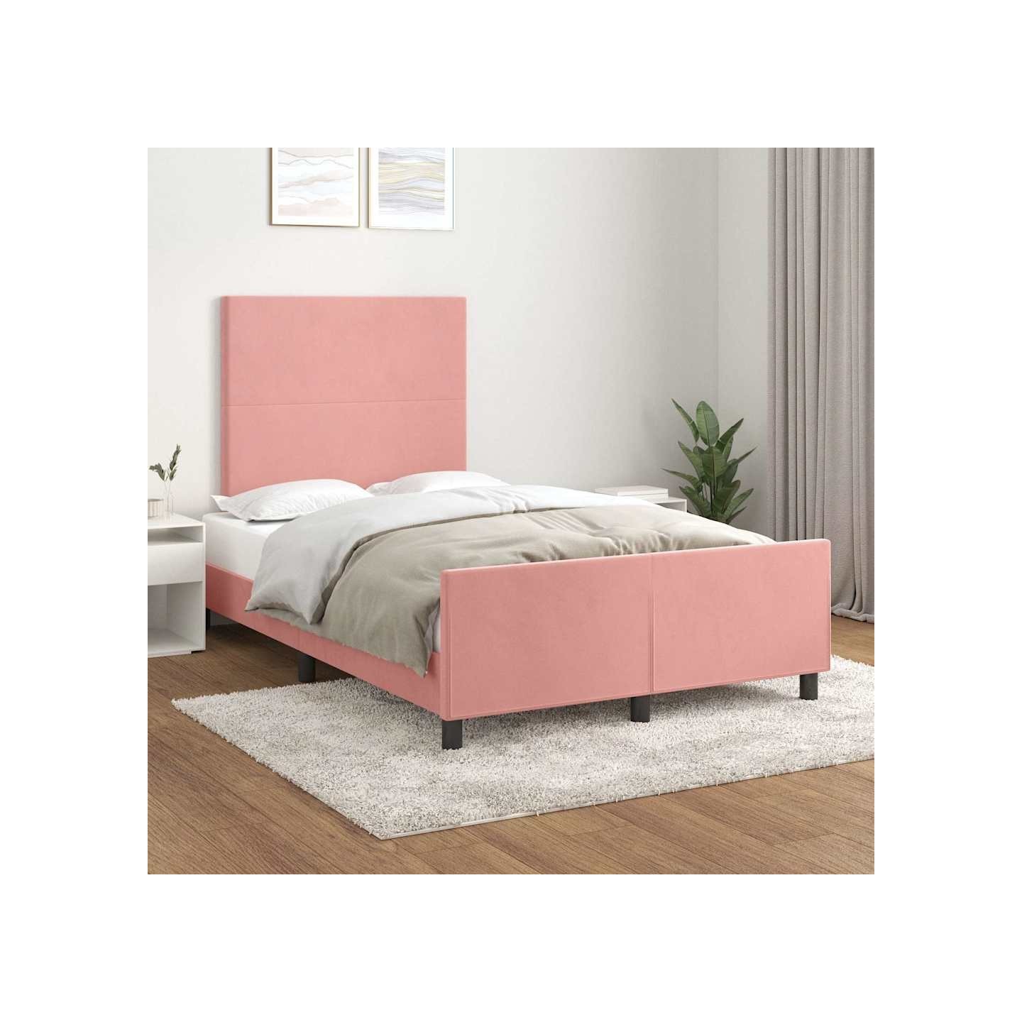 Cadre de lit sans matelas rose 120x200 cm velours