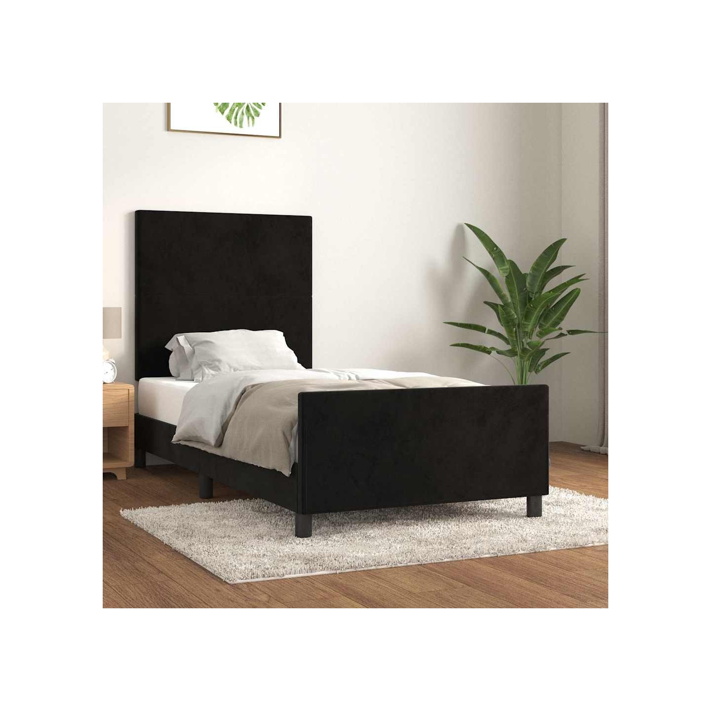 Cadre de lit sans matelas noir 100x200 cm velours