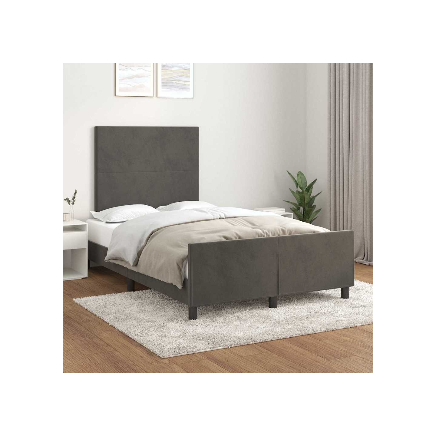 Cadre de lit sans matelas gris foncé 120x200 cm velours
