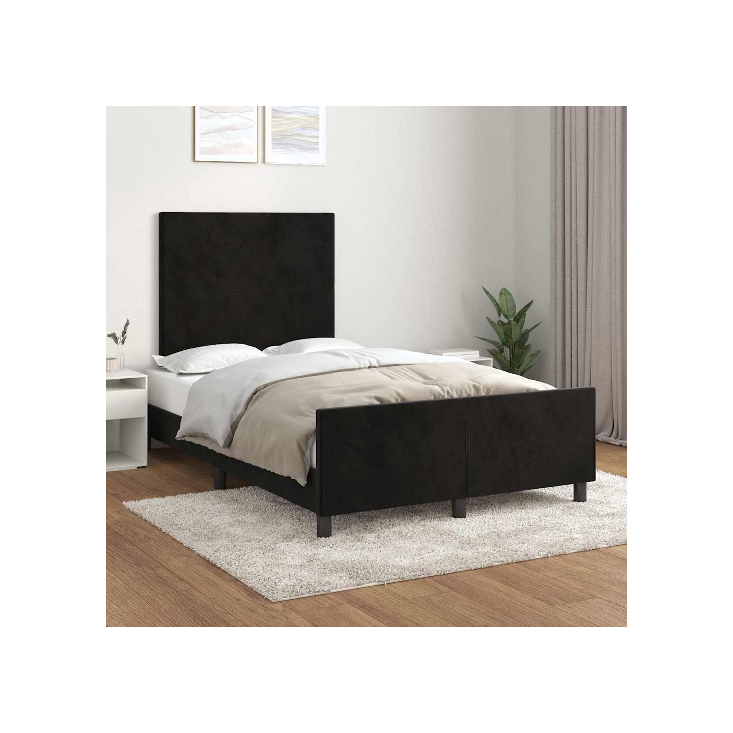 Cadre de lit sans matelas noir 120x200 cm velours