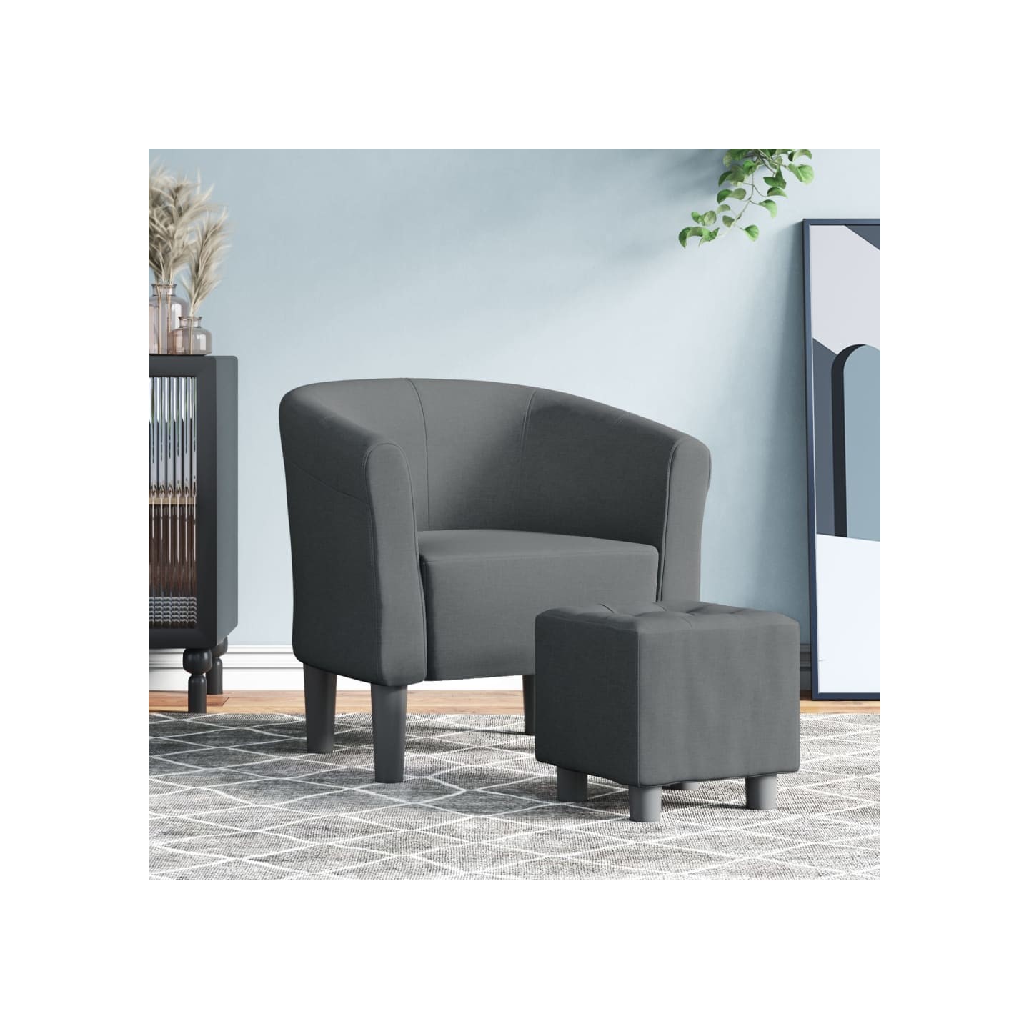 Chaise cabriolet avec repose-pied gris foncé tissu