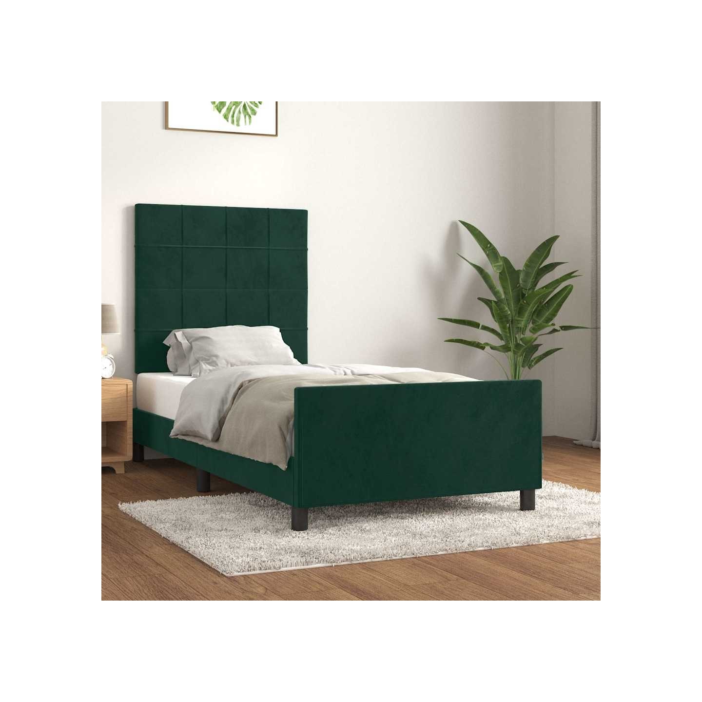Cadre de lit sans matelas vert foncé 80x200 cm velours