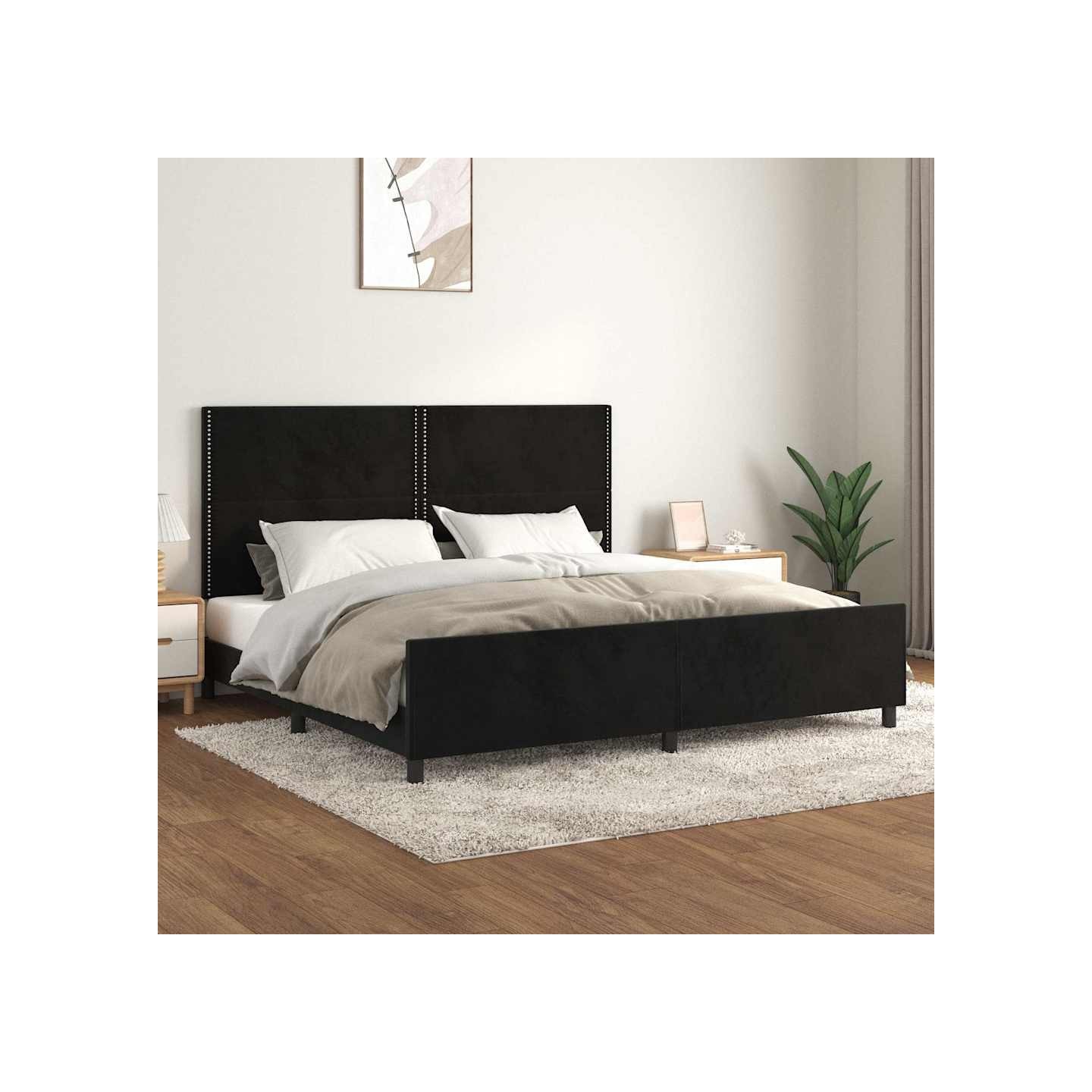 Cadre de lit sans matelas noir 200x200 cm velours