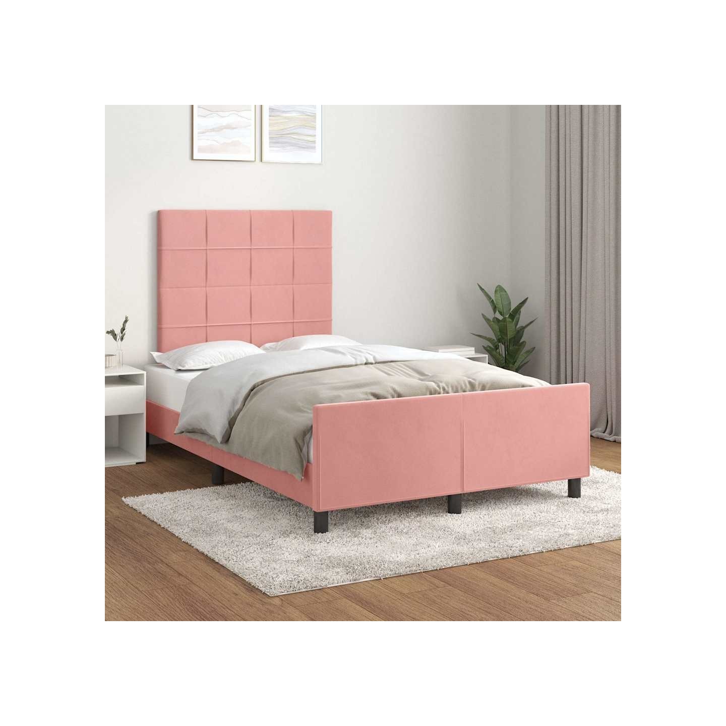 Cadre de lit sans matelas rose 120x200 cm velours