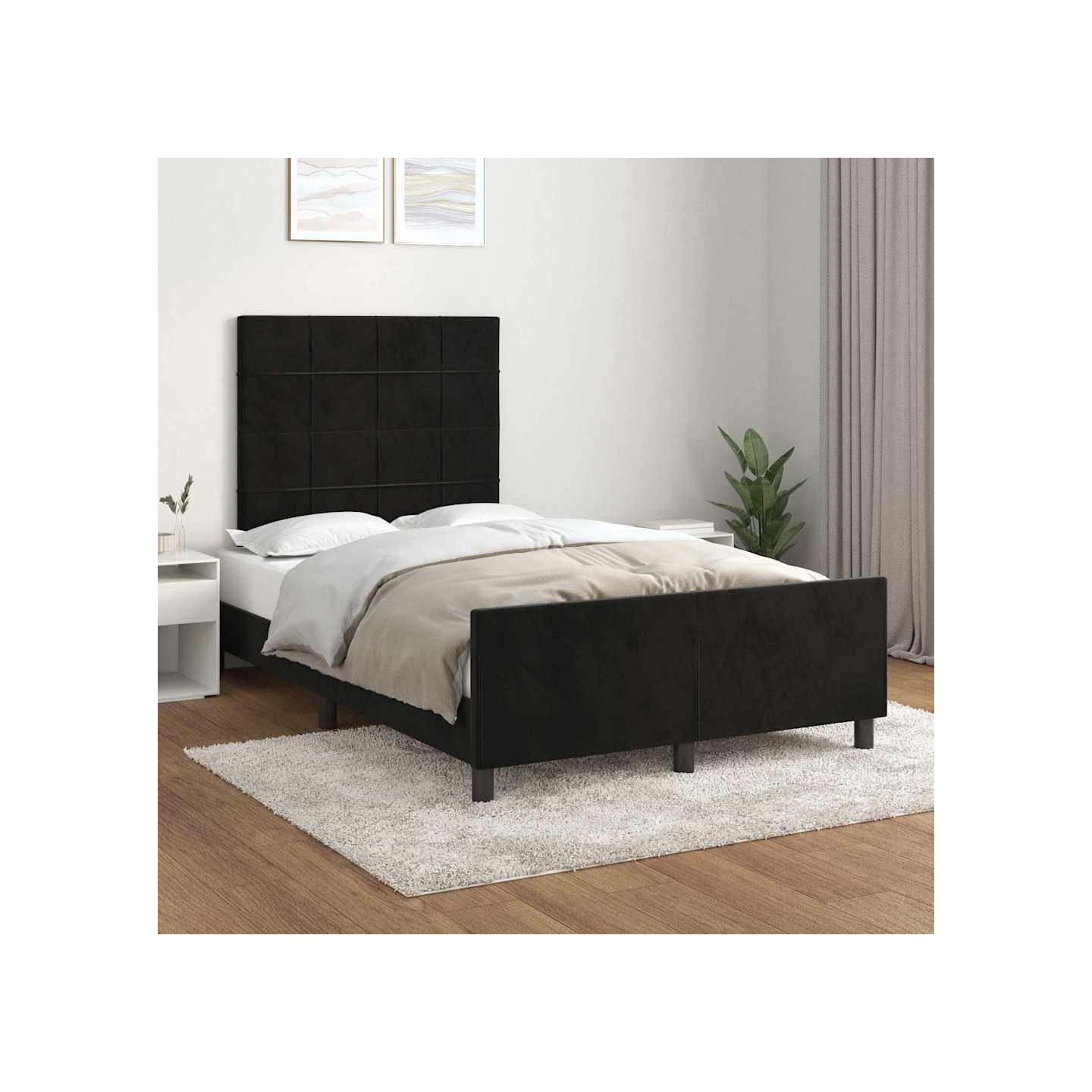 Cadre de lit sans matelas noir 120x200 cm velours