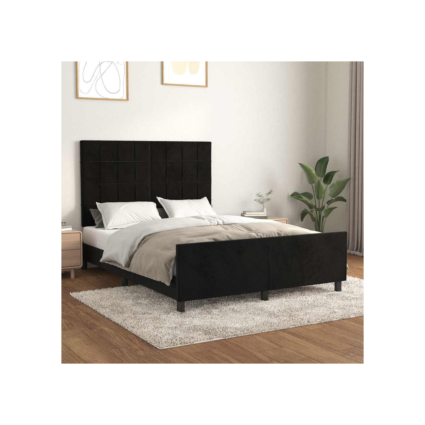Cadre de lit sans matelas noir 140x200 cm velours