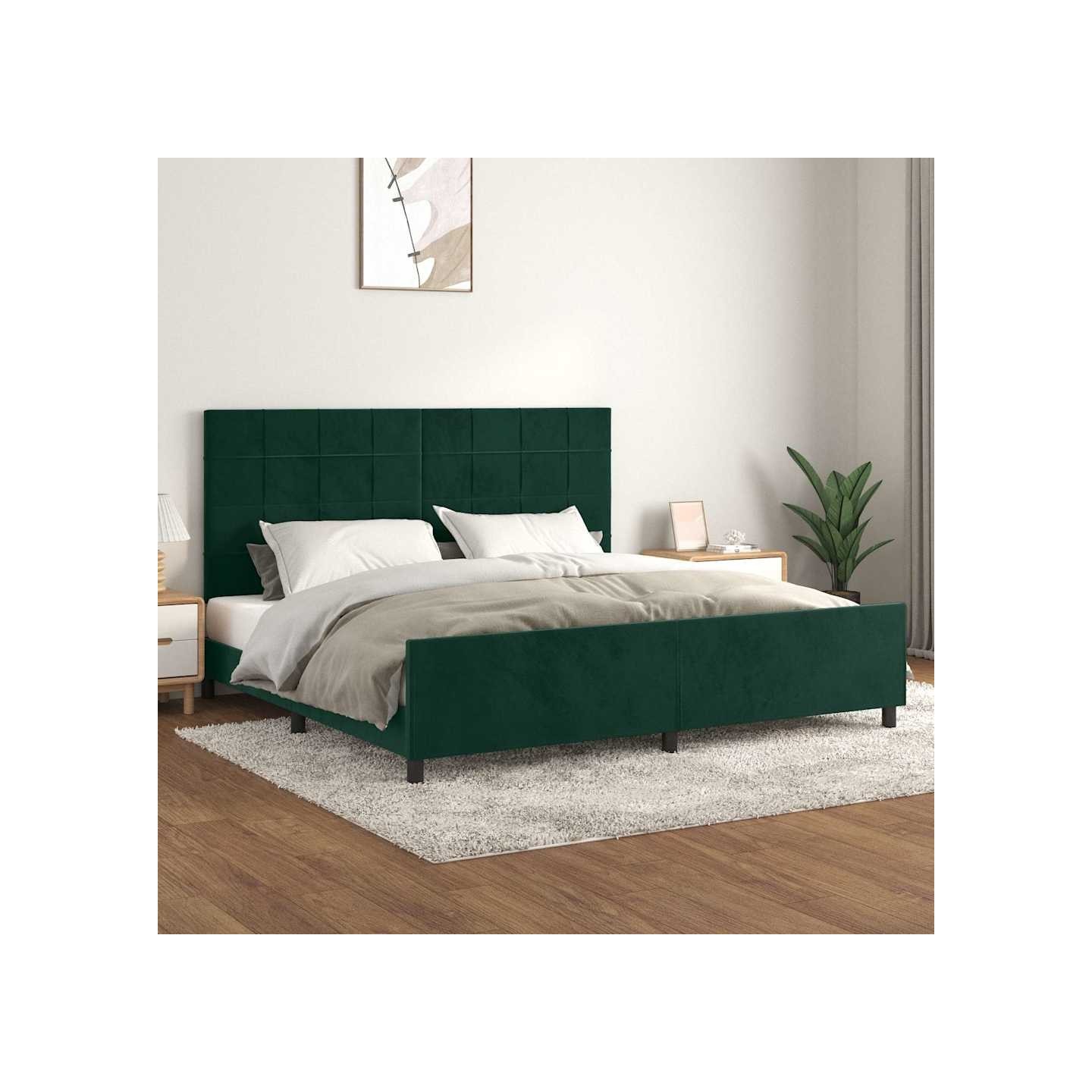 Cadre de lit sans matelas vert foncé 200x200 cm velours