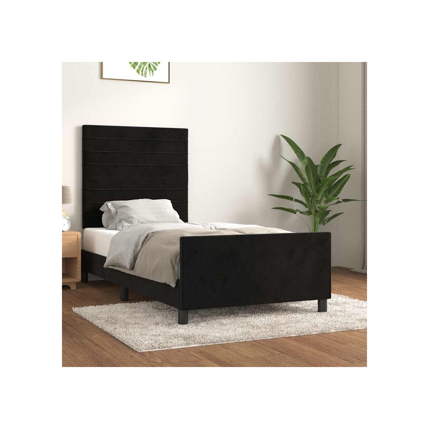 Cadre de lit sans matelas noir 80x200 cm velours