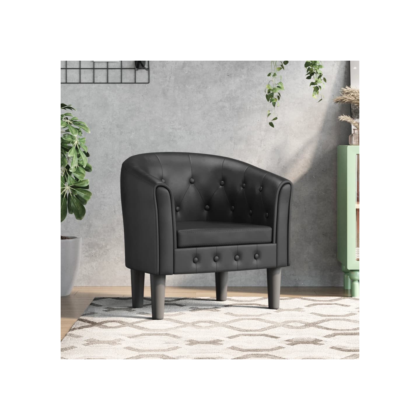 Chaise cabriolet noir similicuir