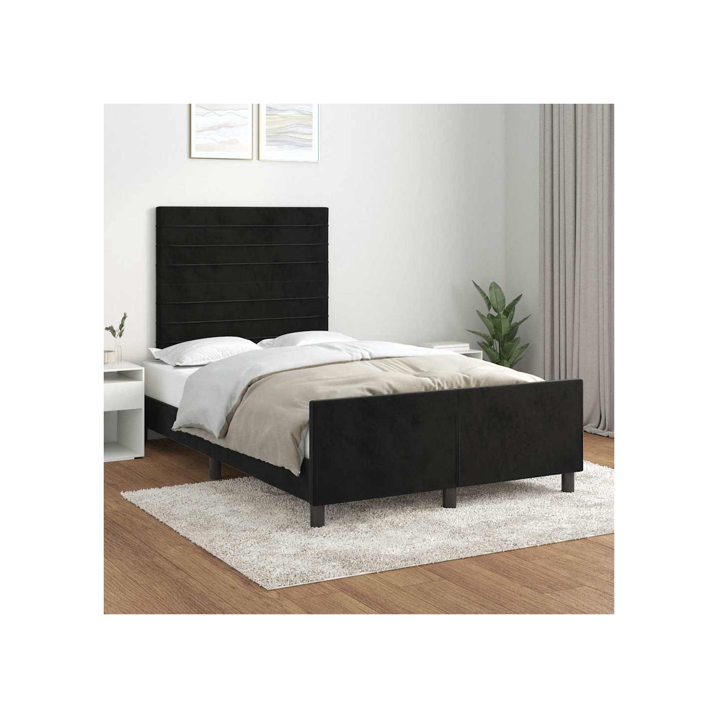 Cadre de lit sans matelas noir 120x200 cm velours