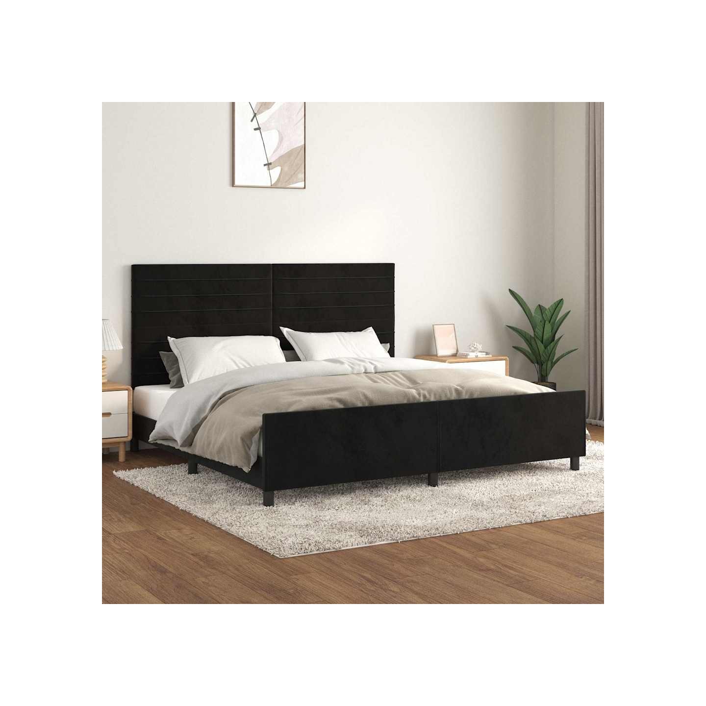Cadre de lit sans matelas noir 200x200 cm velours