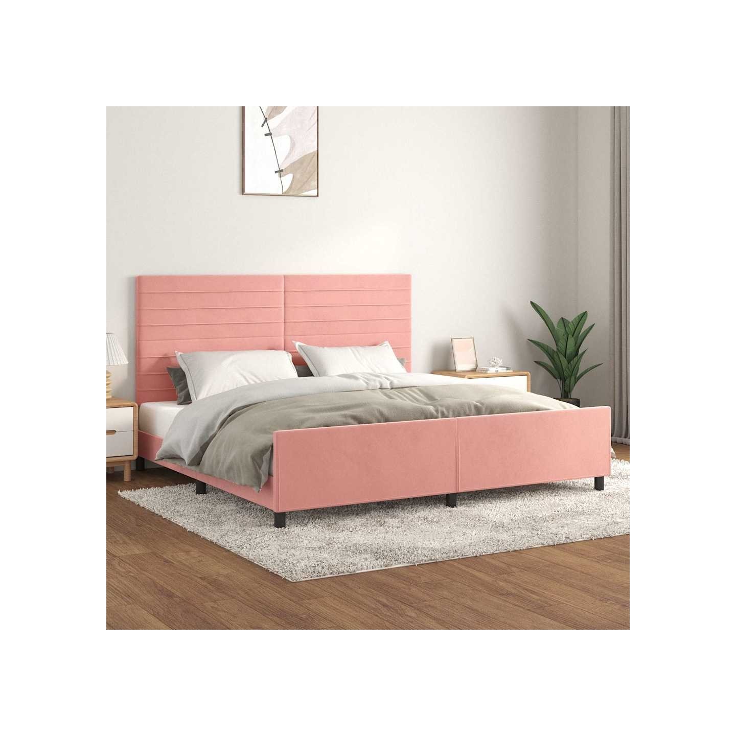 Cadre de lit sans matelas rose 200x200 cm velours