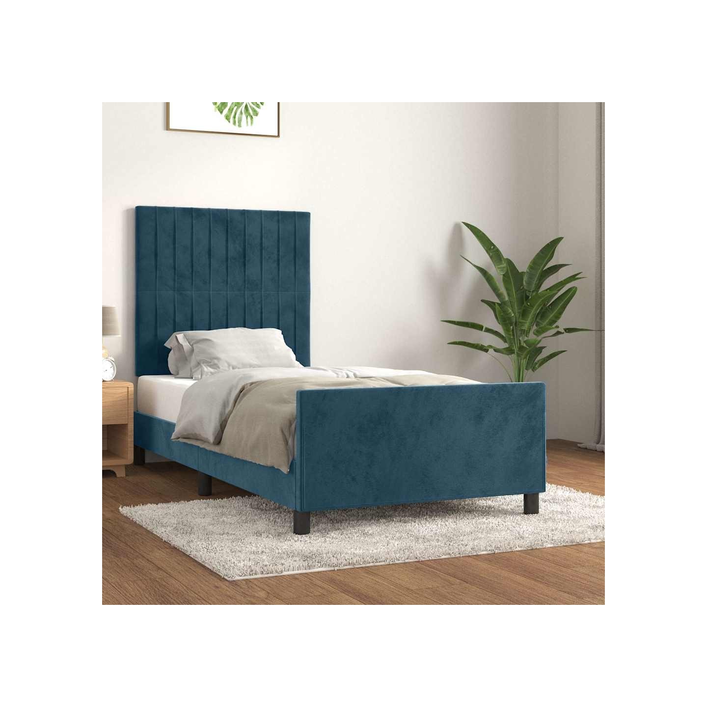 Cadre de lit sans matelas bleu foncé 80x200 cm velours