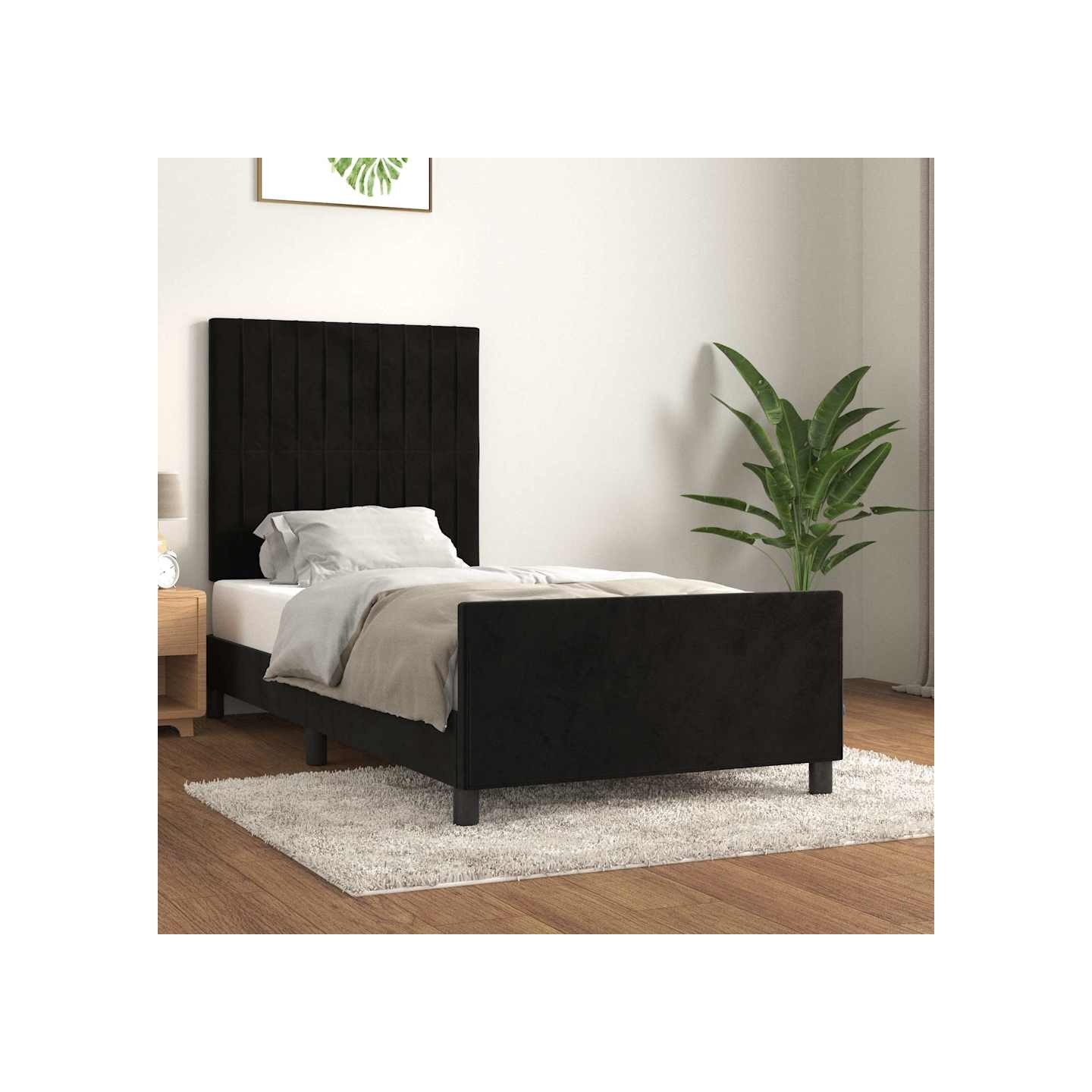 Cadre de lit sans matelas noir 100x200 cm velours