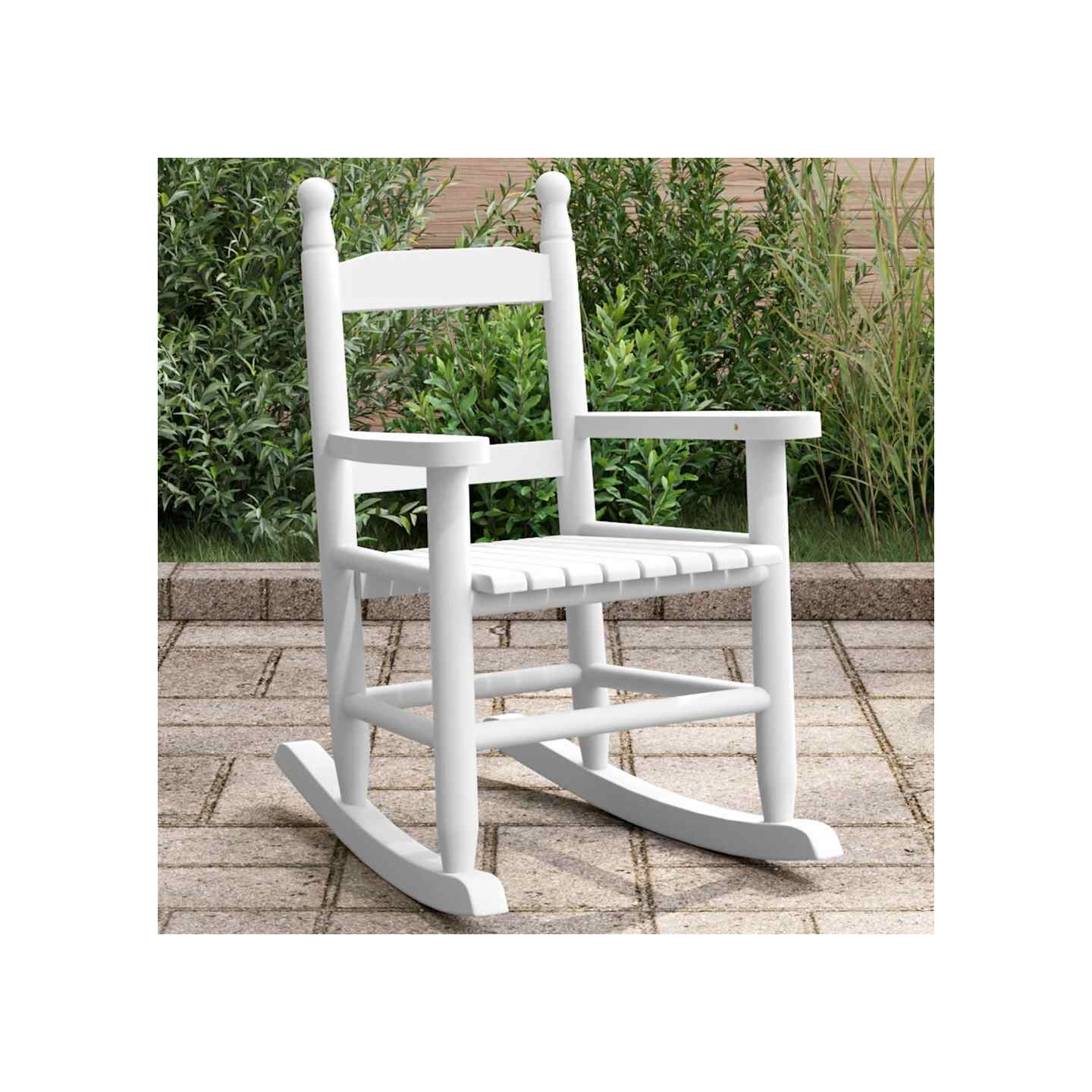Chaise à bascule enfants blanc bois de peuplier massif