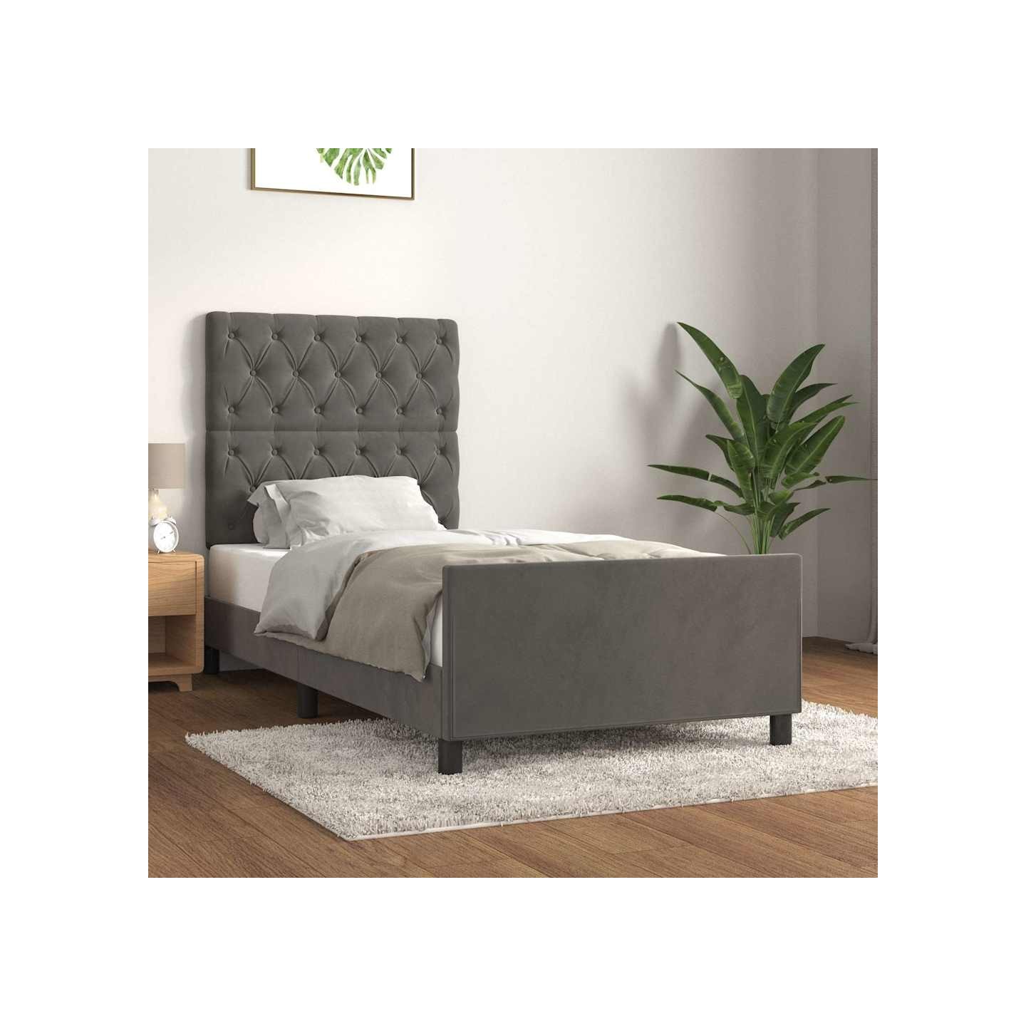 Cadre de lit sans matelas gris foncé 80x200 cm velours