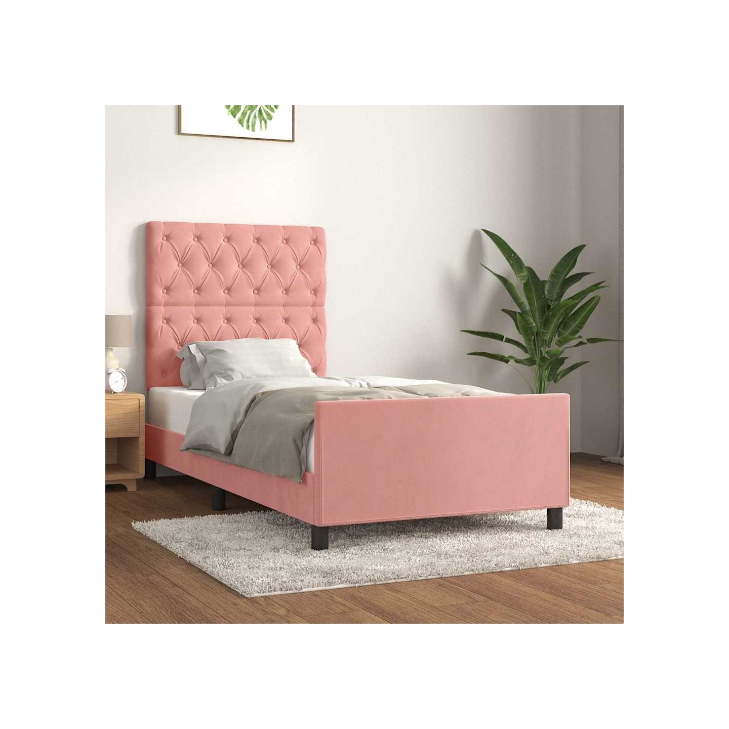 Cadre de lit sans matelas rose 80x200 cm velours