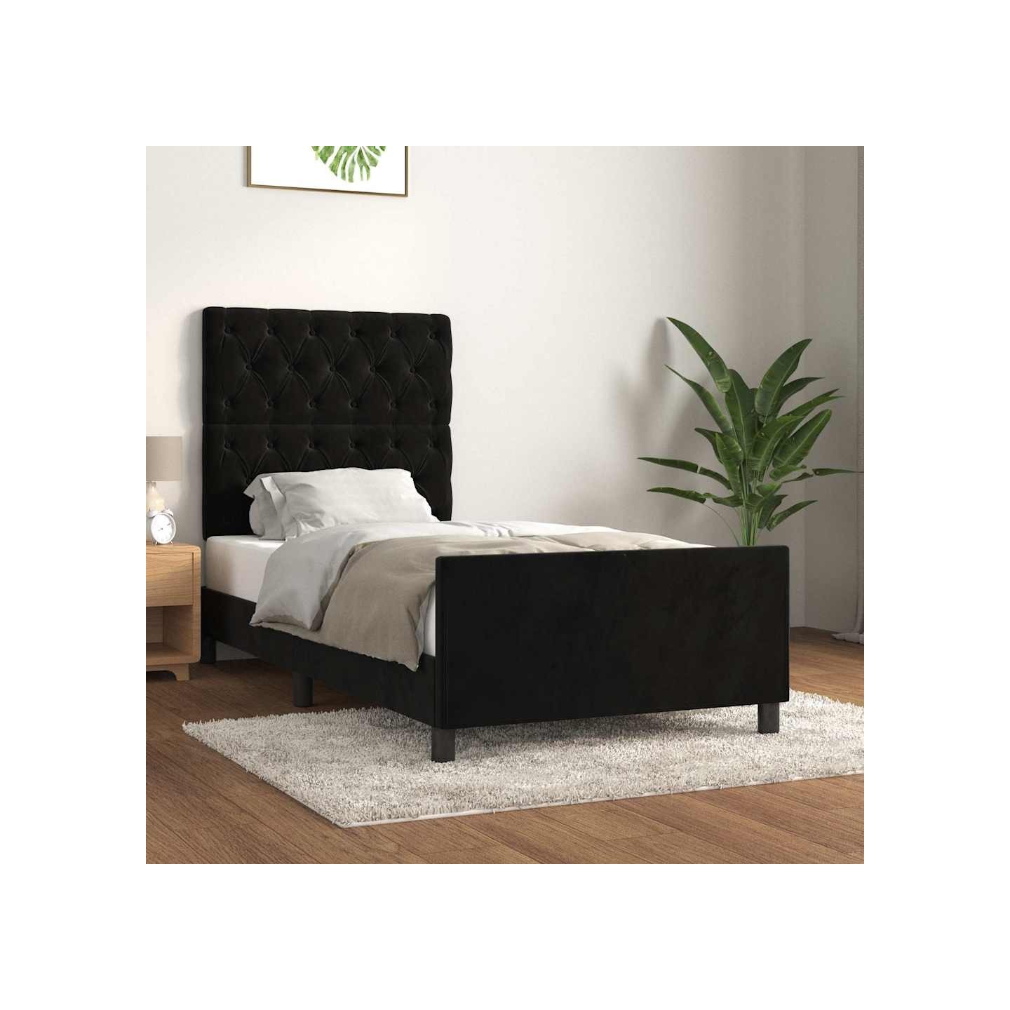Cadre de lit sans matelas noir 80x200 cm velours