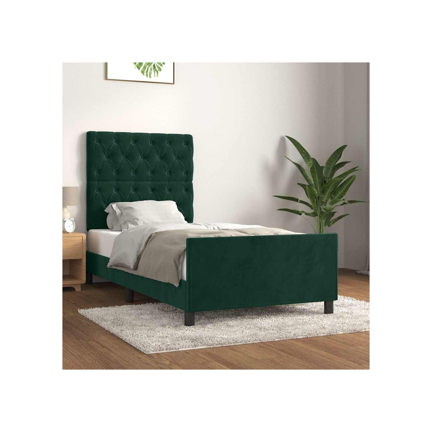 Cadre de lit sans matelas vert foncé 80x200 cm velours