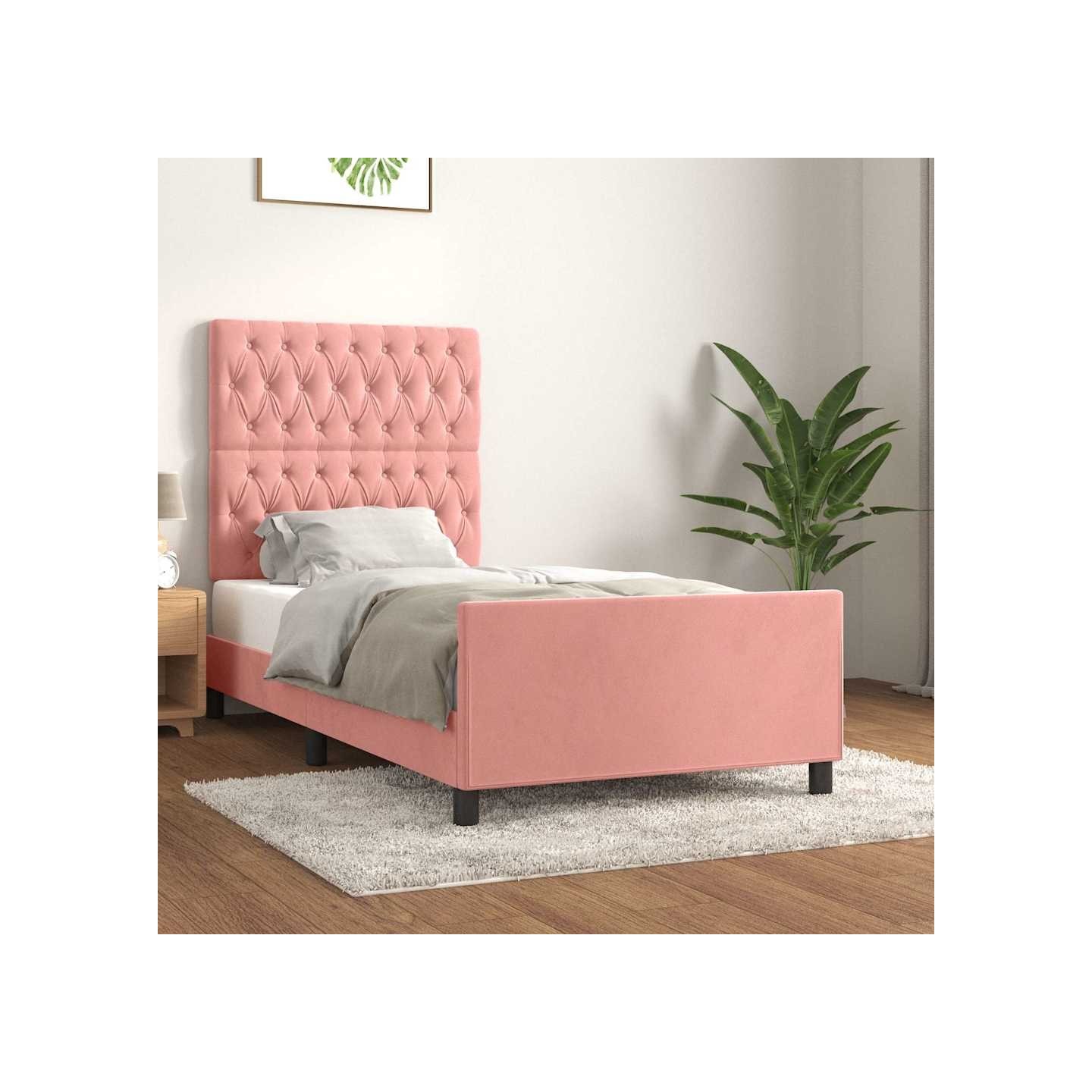Cadre de lit sans matelas rose 90x200 cm velours