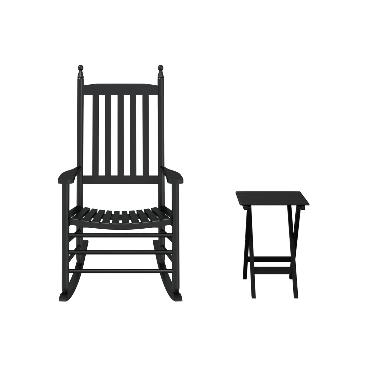 Chaise à bascule avec table pliable noir bois massif peuplier