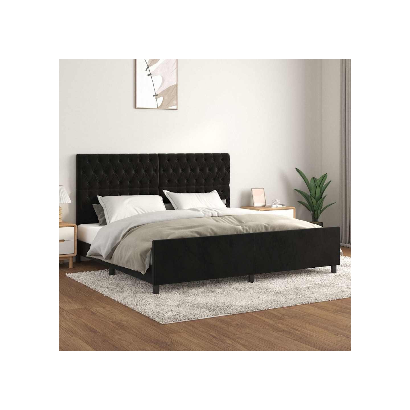 Cadre de lit sans matelas noir 200x200 cm velours