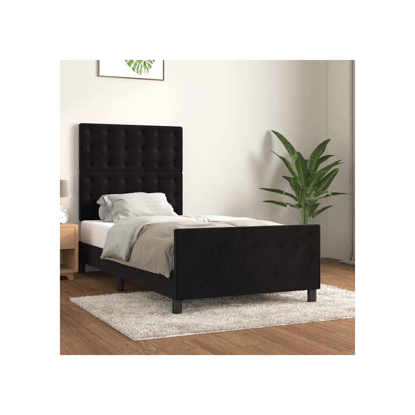 Cadre de lit sans matelas noir 100x200 cm velours