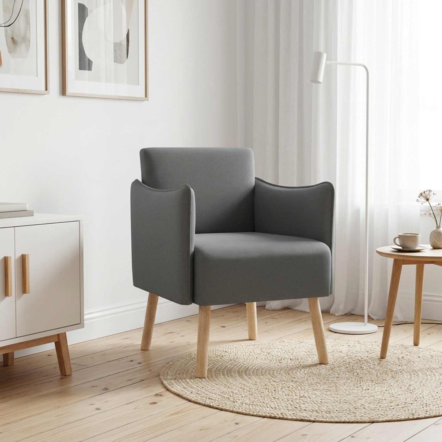 Chaise d'appoint Gris foncé Tissu