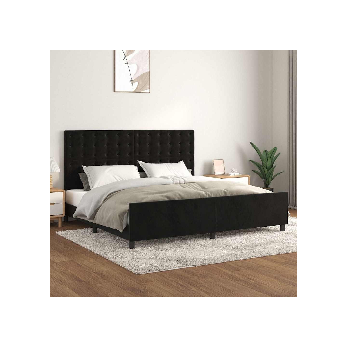 Cadre de lit sans matelas noir 200x200 cm velours