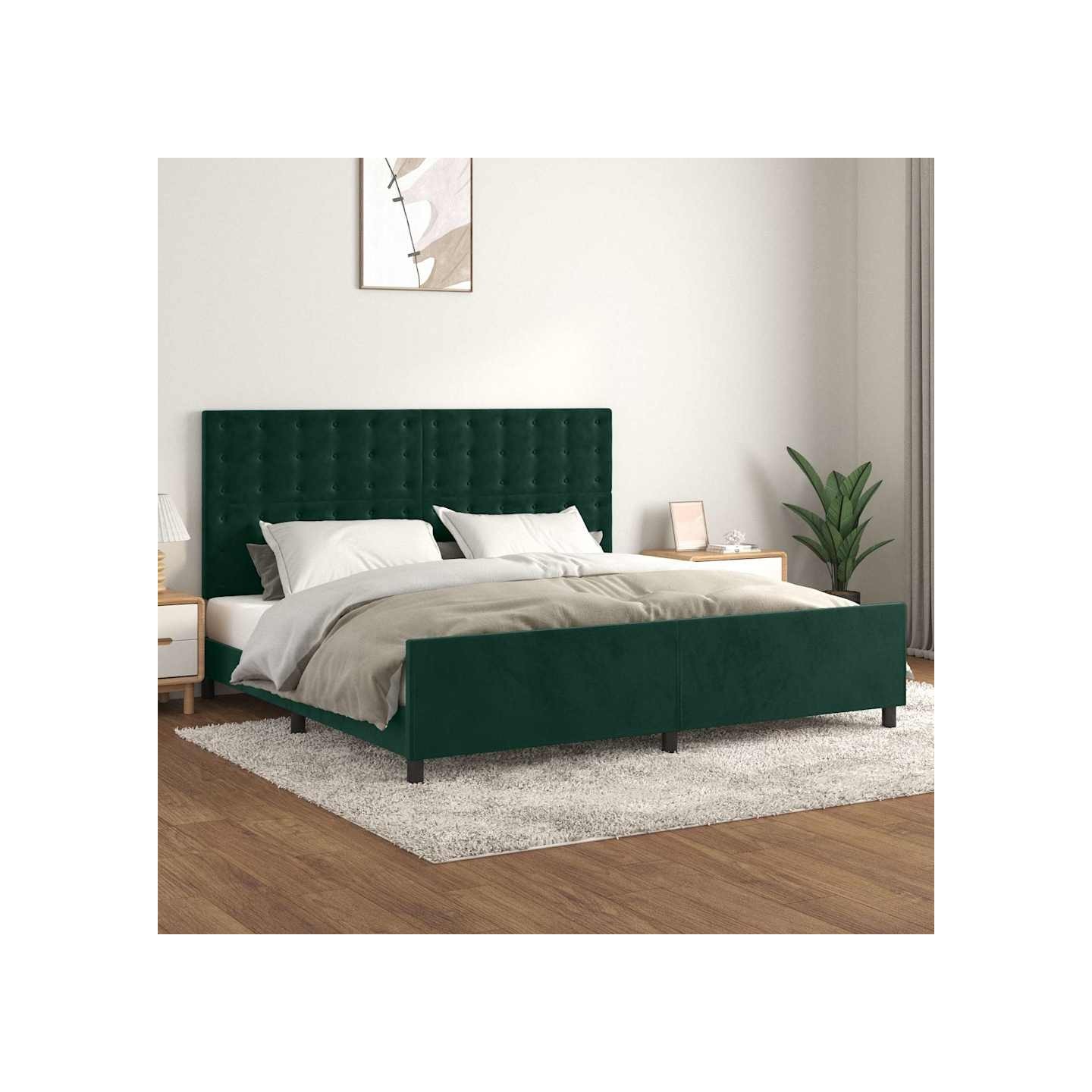 Cadre de lit sans matelas vert foncé 200x200 cm velours
