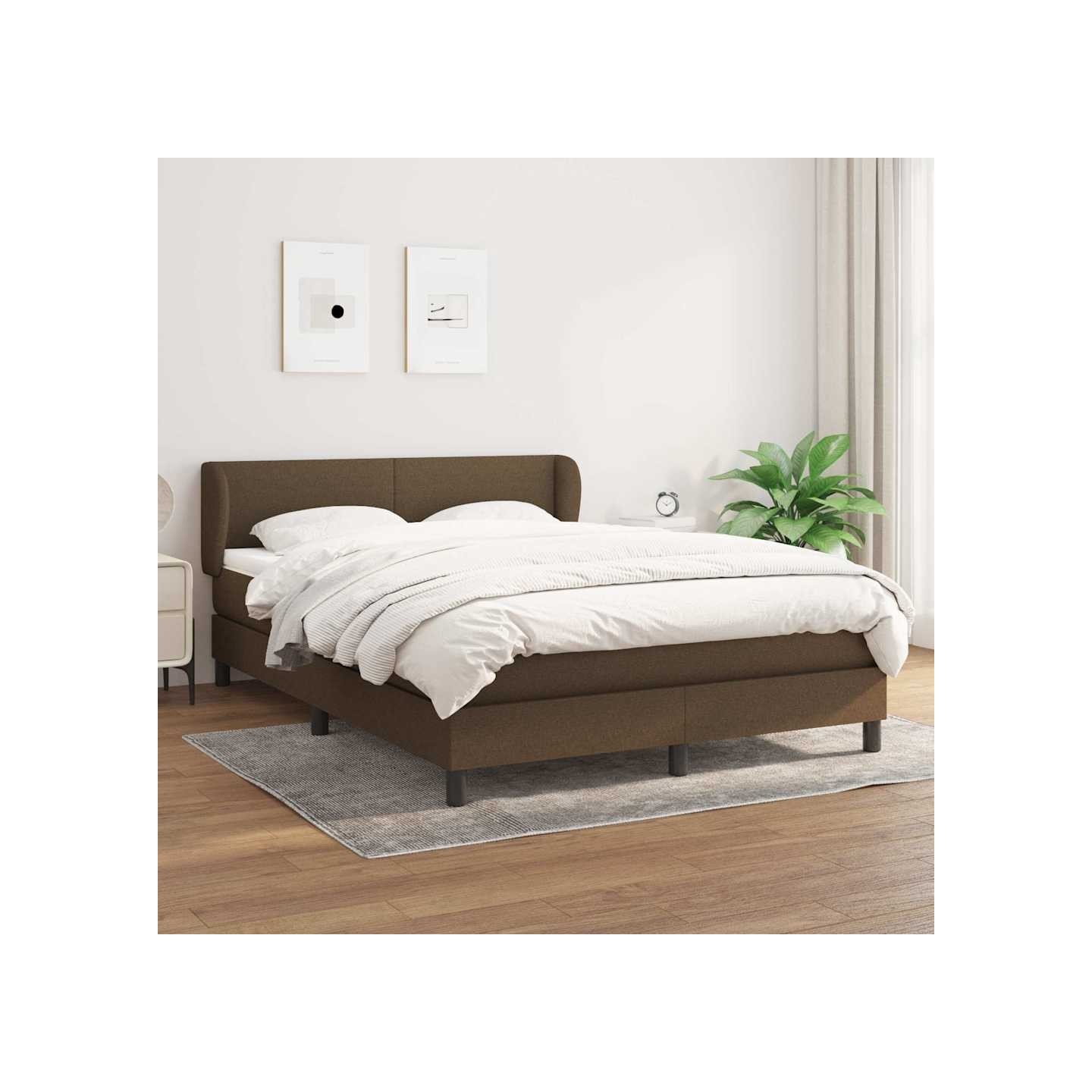 Sommier à lattes de lit avec matelas Marron foncé 140x200 cm