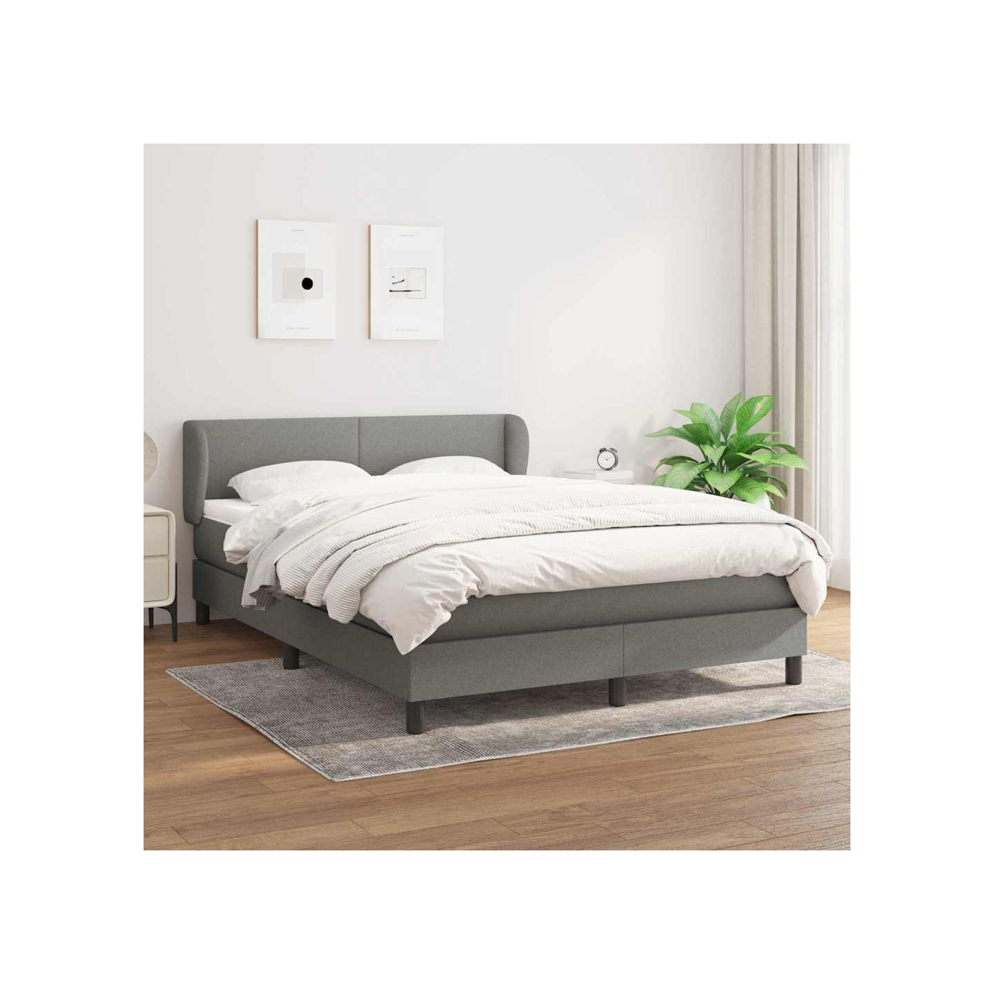 Sommier à lattes de lit avec matelas Gris foncé 140x200cm Tissu