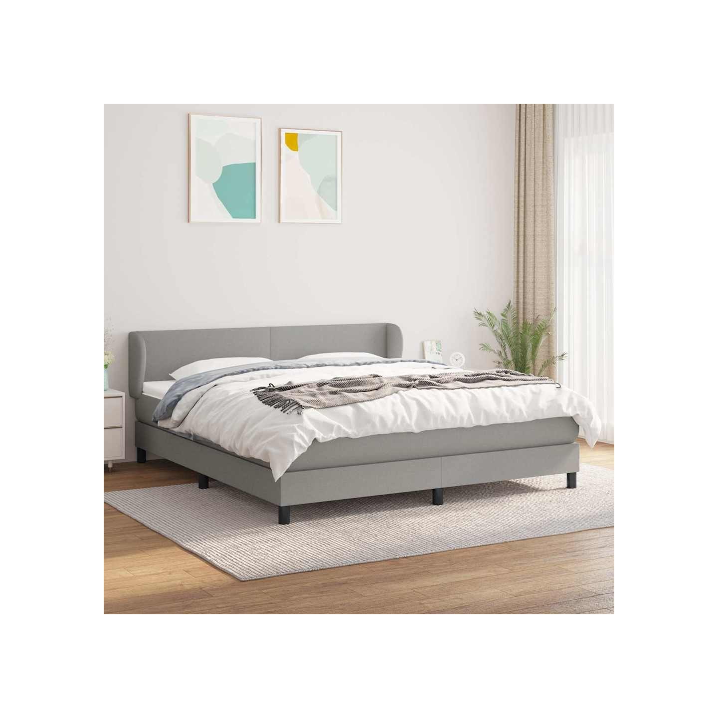 Sommier à lattes de lit avec matelas Gris clair 160x200cm Tissu