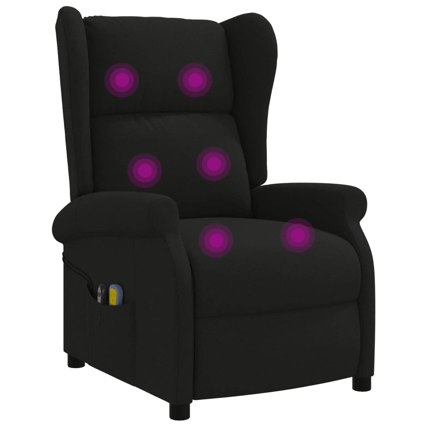 Fauteuil inclinable électrique avec dossier en aile Noir Tissu