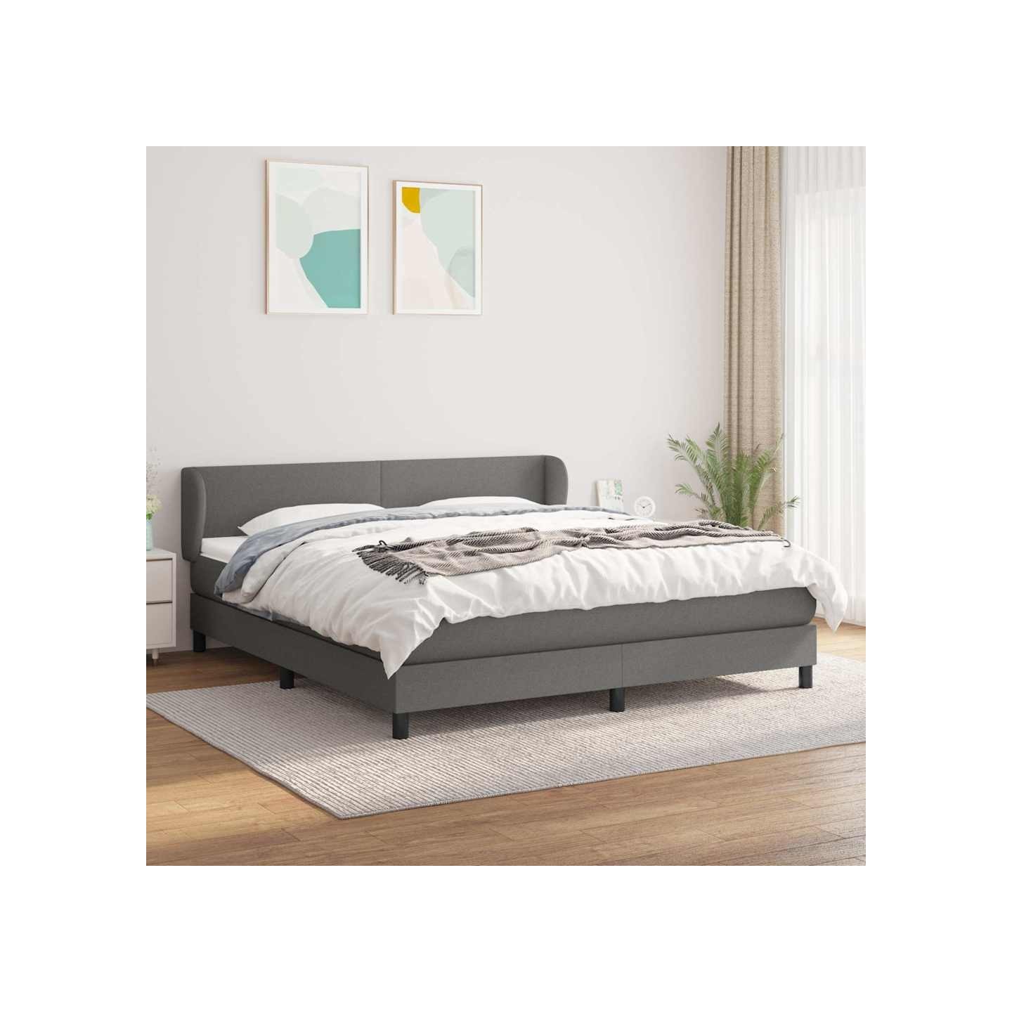 Sommier à lattes de lit avec matelas Gris foncé 180x200cm Tissu
