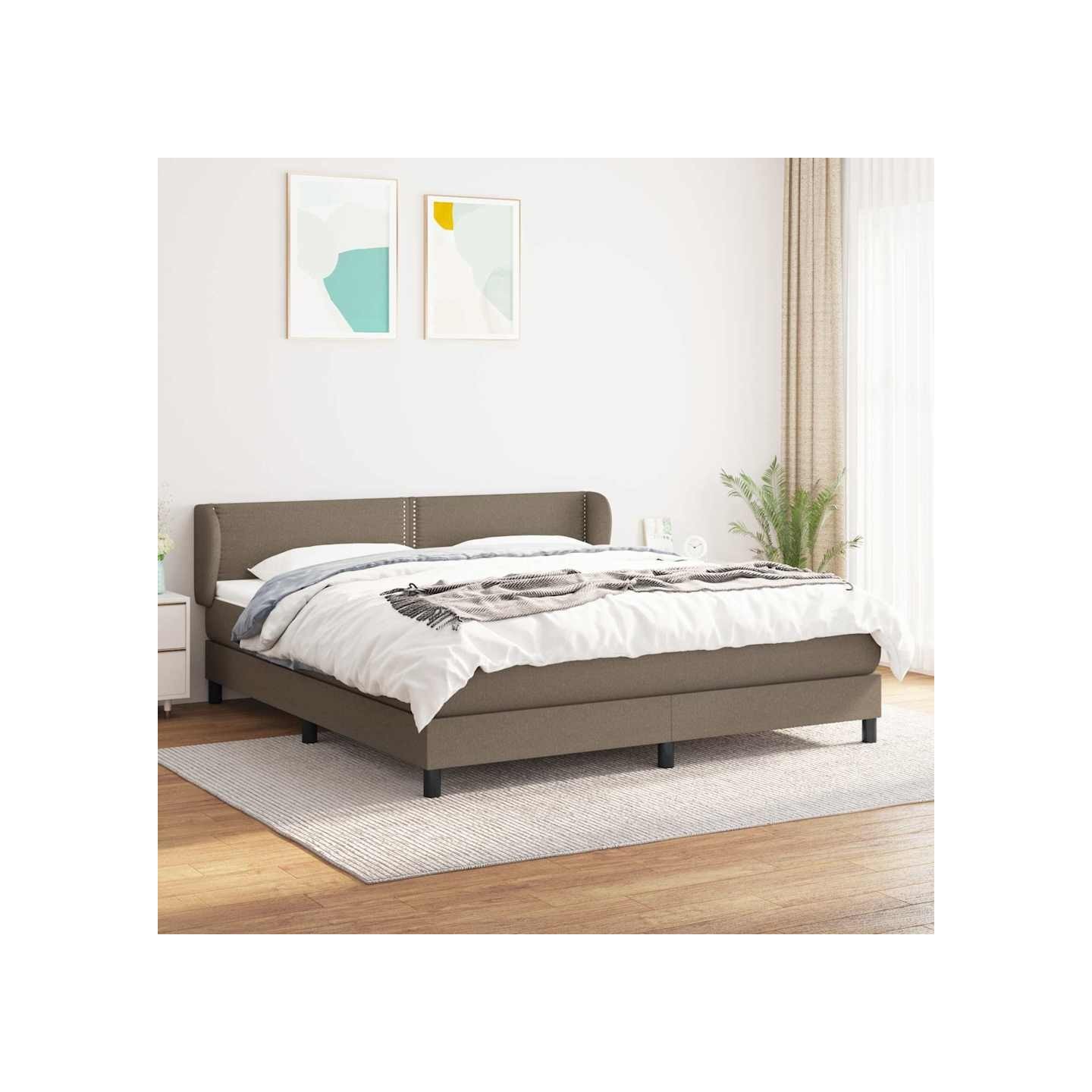 Sommier à lattes de lit avec matelas Taupe 180x200 cm Tissu