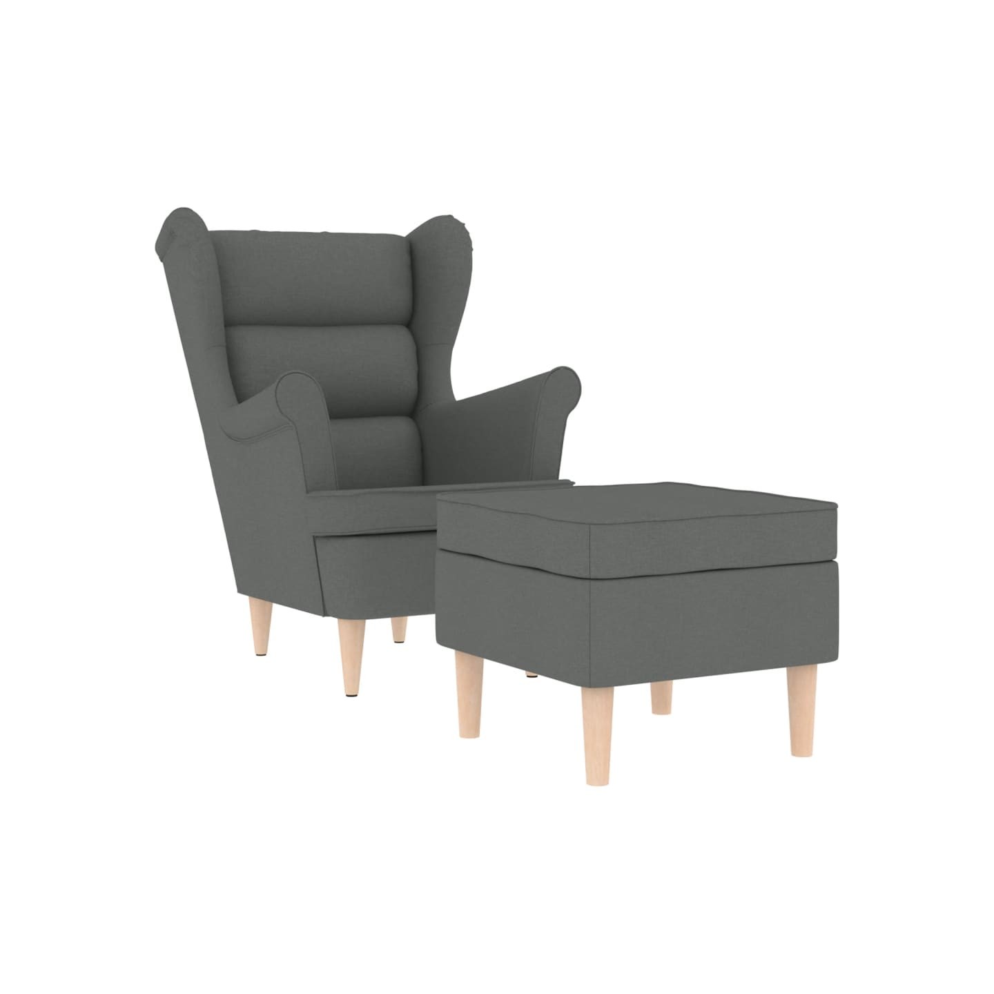 Fauteuil avec repose-pied Gris foncé Tissu