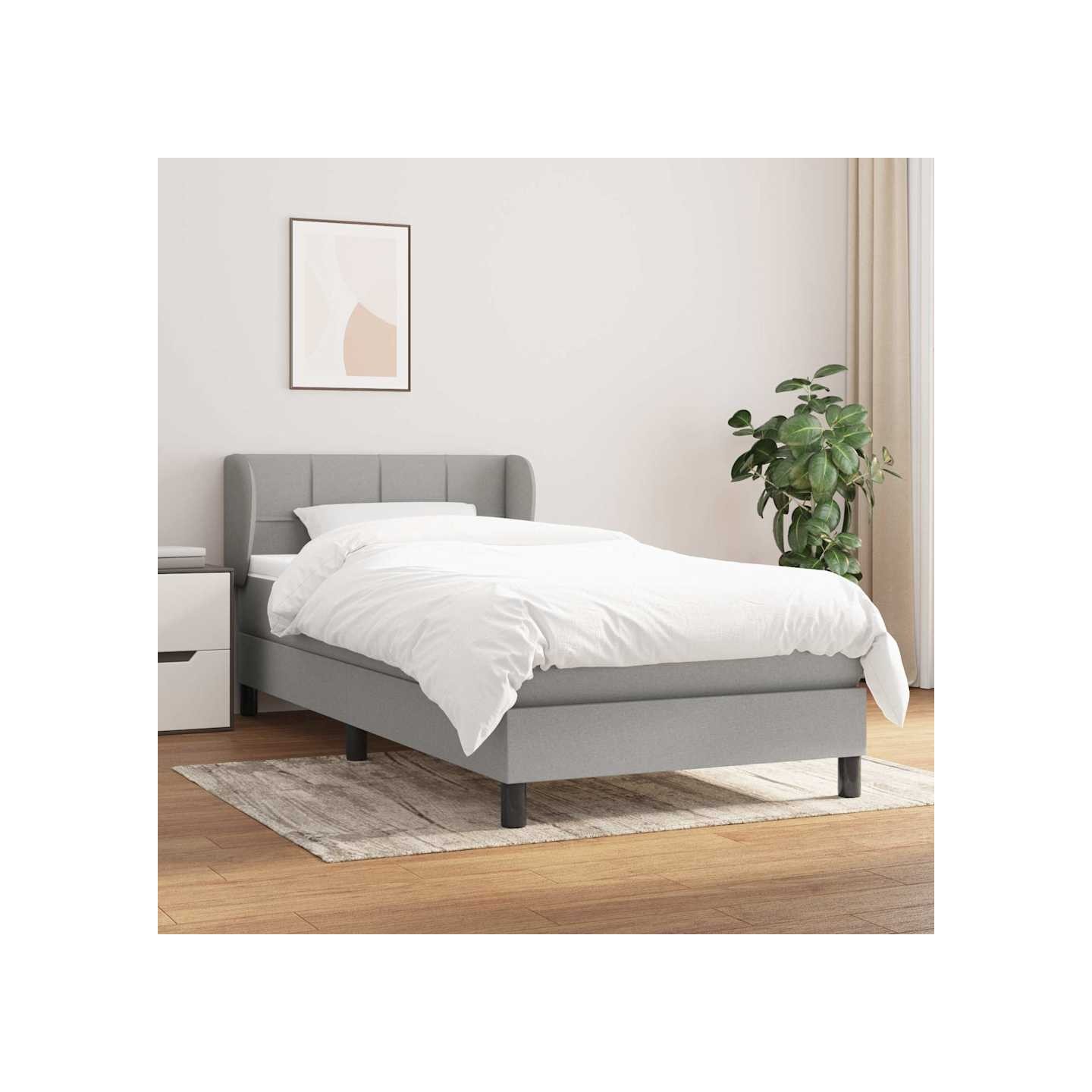 Sommier à lattes de lit avec matelas Gris clair 90x200 cm Tissu