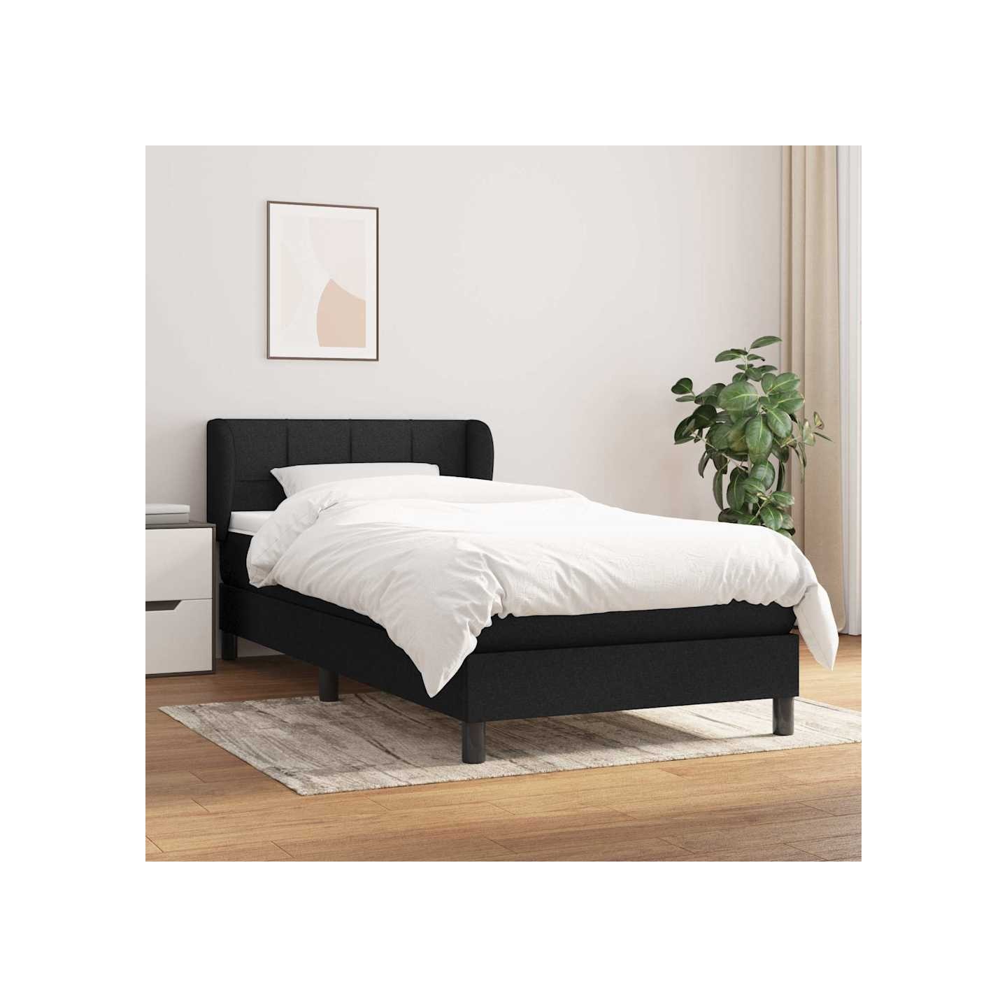 Sommier à lattes de lit avec matelas Noir 100x200 cm Tissu