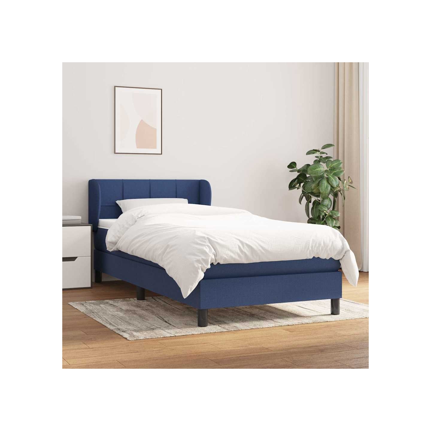 Sommier à lattes de lit avec matelas Bleu 100x200 cm Tissu
