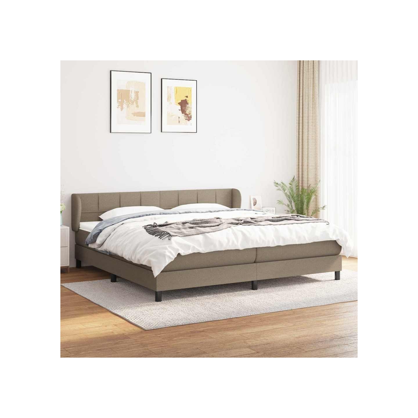 Sommier à lattes de lit avec matelas Taupe 200x200 cm Tissu