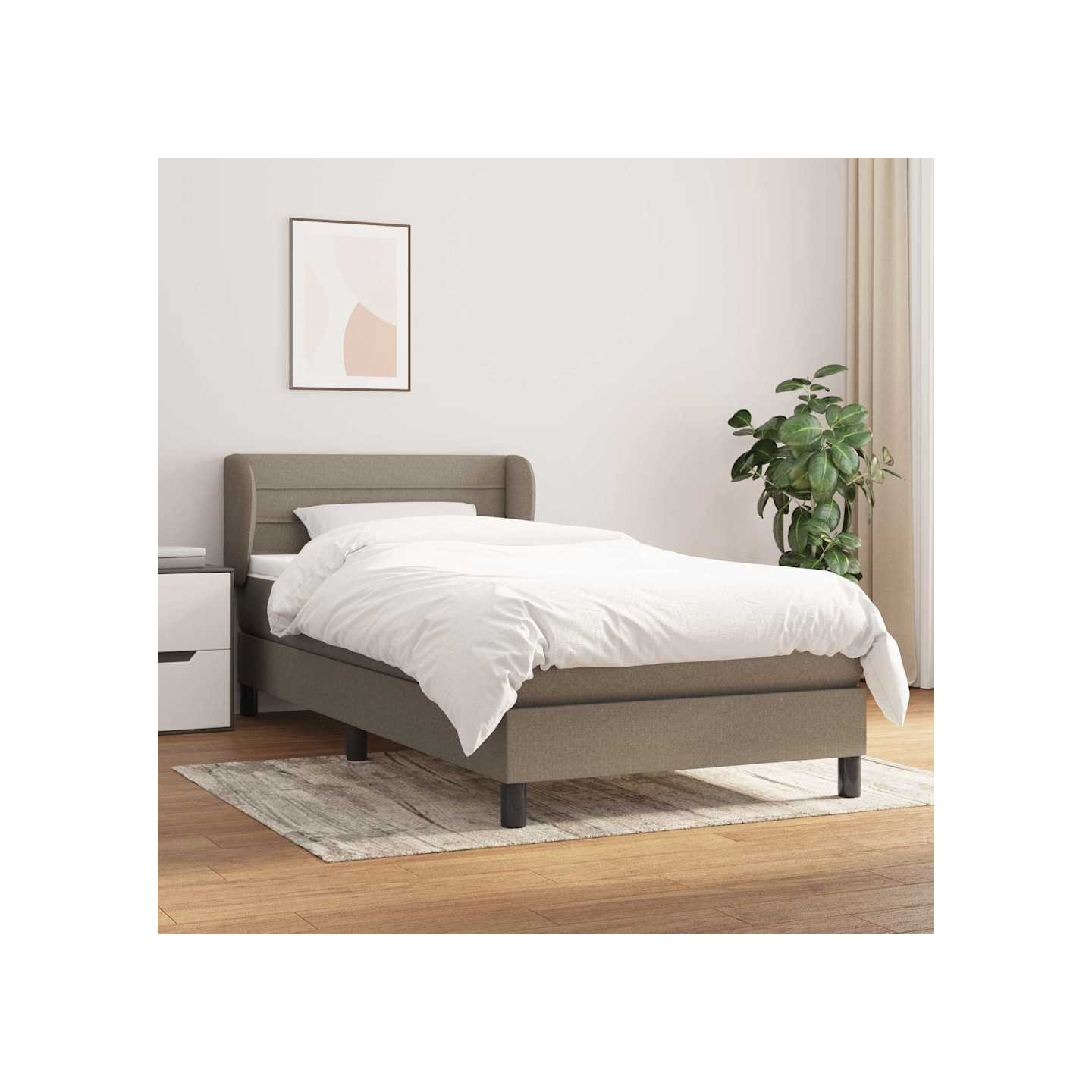 Sommier à lattes de lit avec matelas Taupe 90x190 cm Tissu